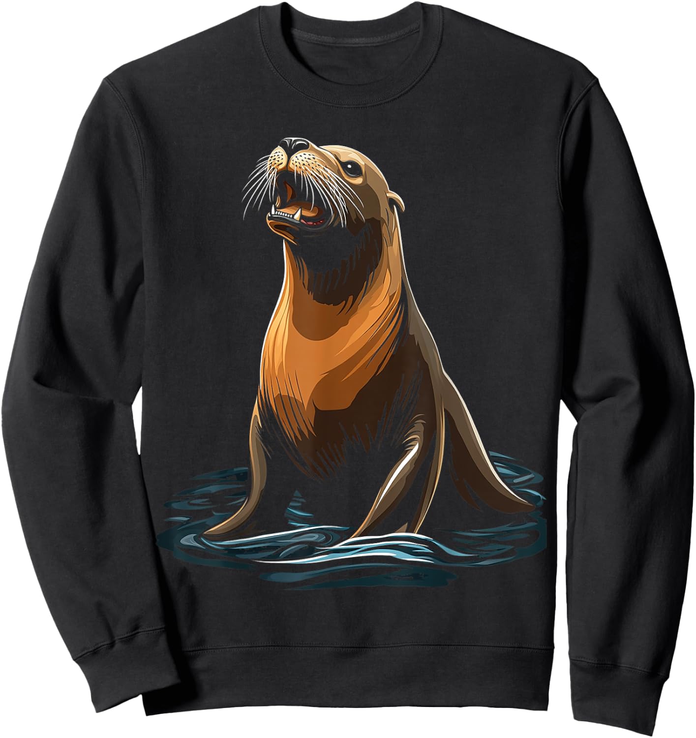 Sea Lion Animal Motif Art Sea Lion Sweatshirt - Sweatshirt | Black