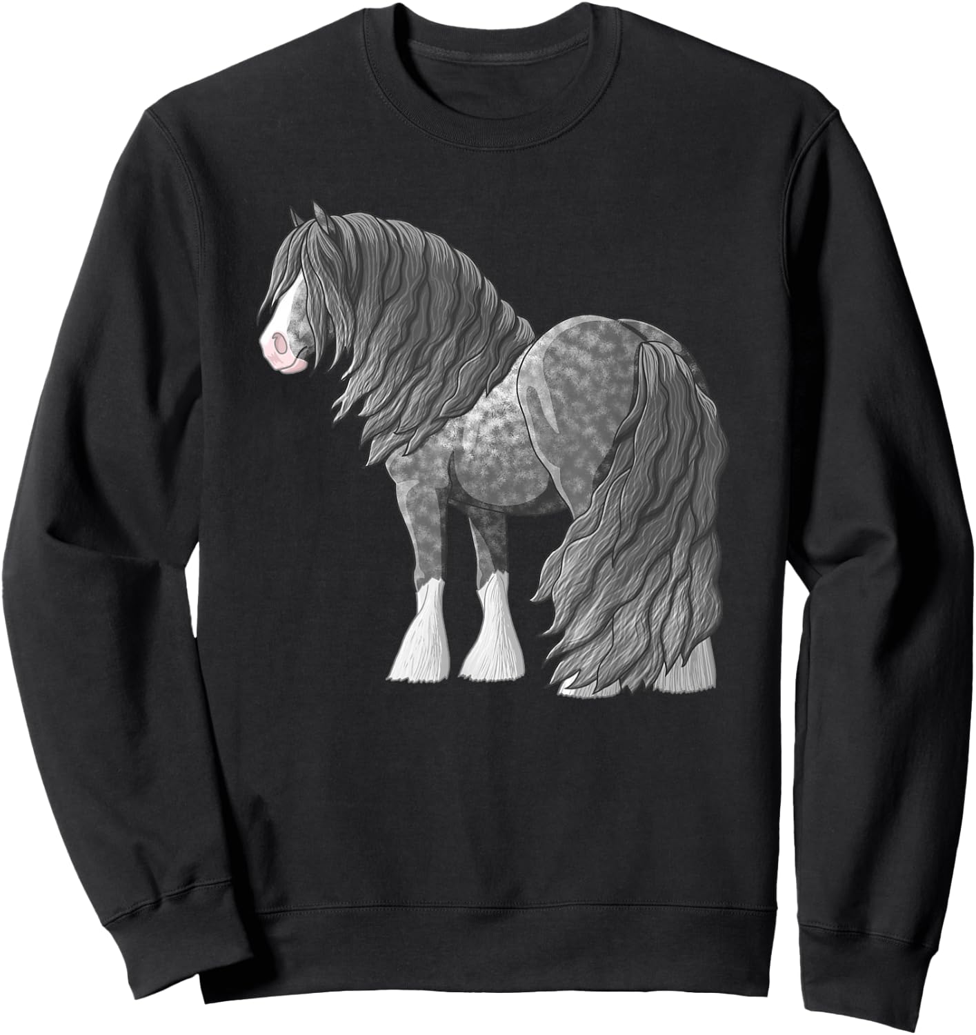 Dapple Gray Gypsy Vanner Irish Cob Draft Horse Sweatshirt - Sweatshirt | Black