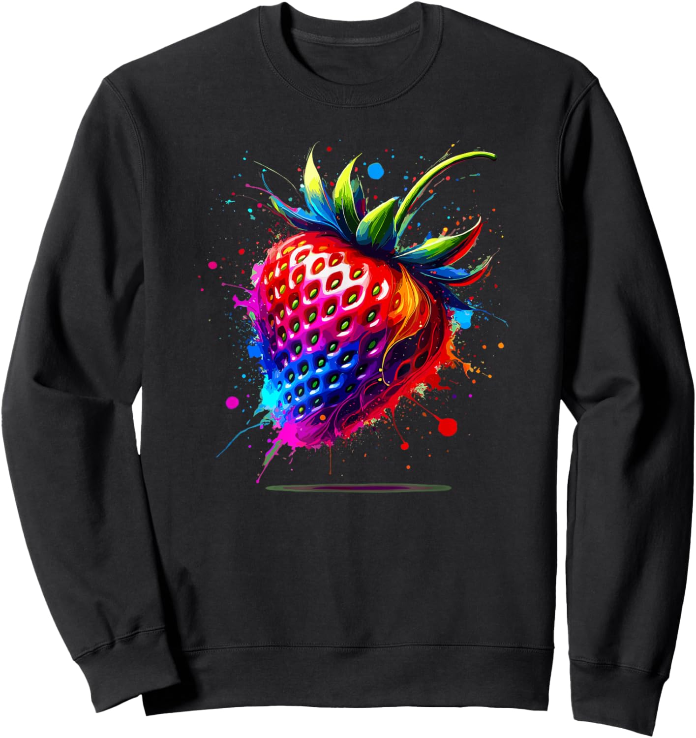 Farbenfrohe Splash Art Erdbeere Erdbeeren Sweatshirt - Sweatshirt | Black