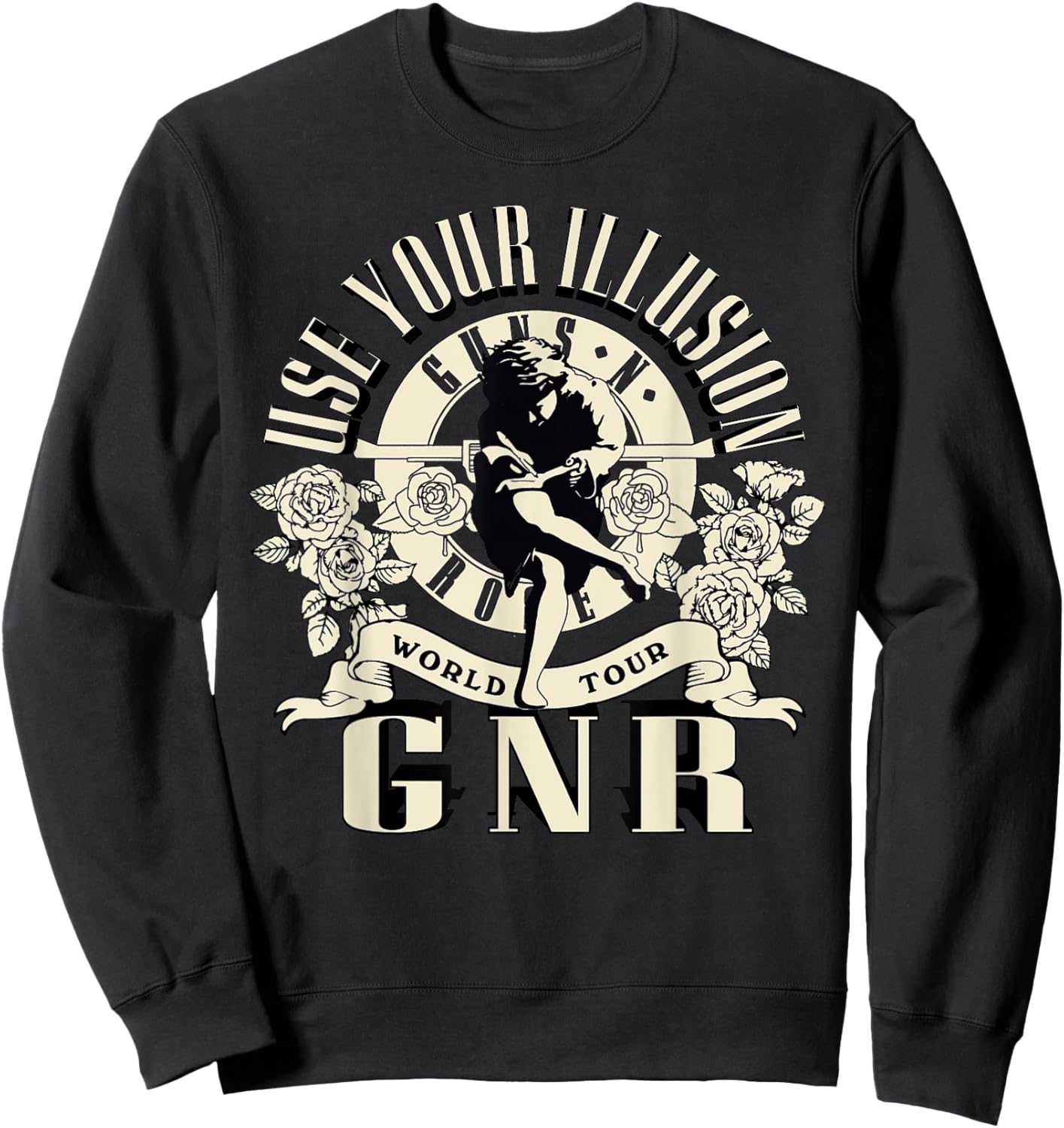 Official Guns N' Roses Illusion World Tour Sweatshirt - Sweatshirt | Black