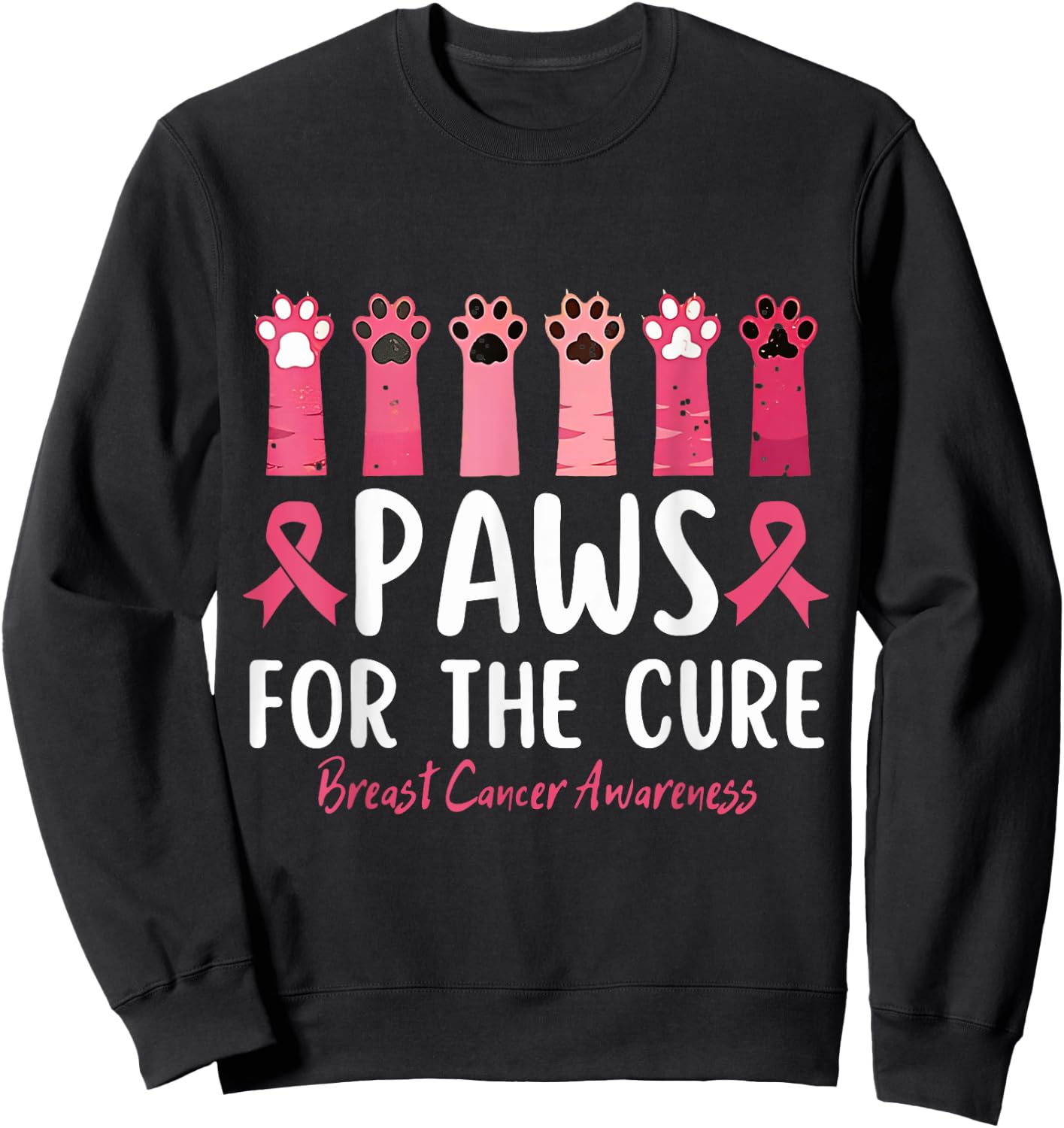 Paws For The Cure Breast Cancer Awareness Sweatshirt - Sweatshirt | Black