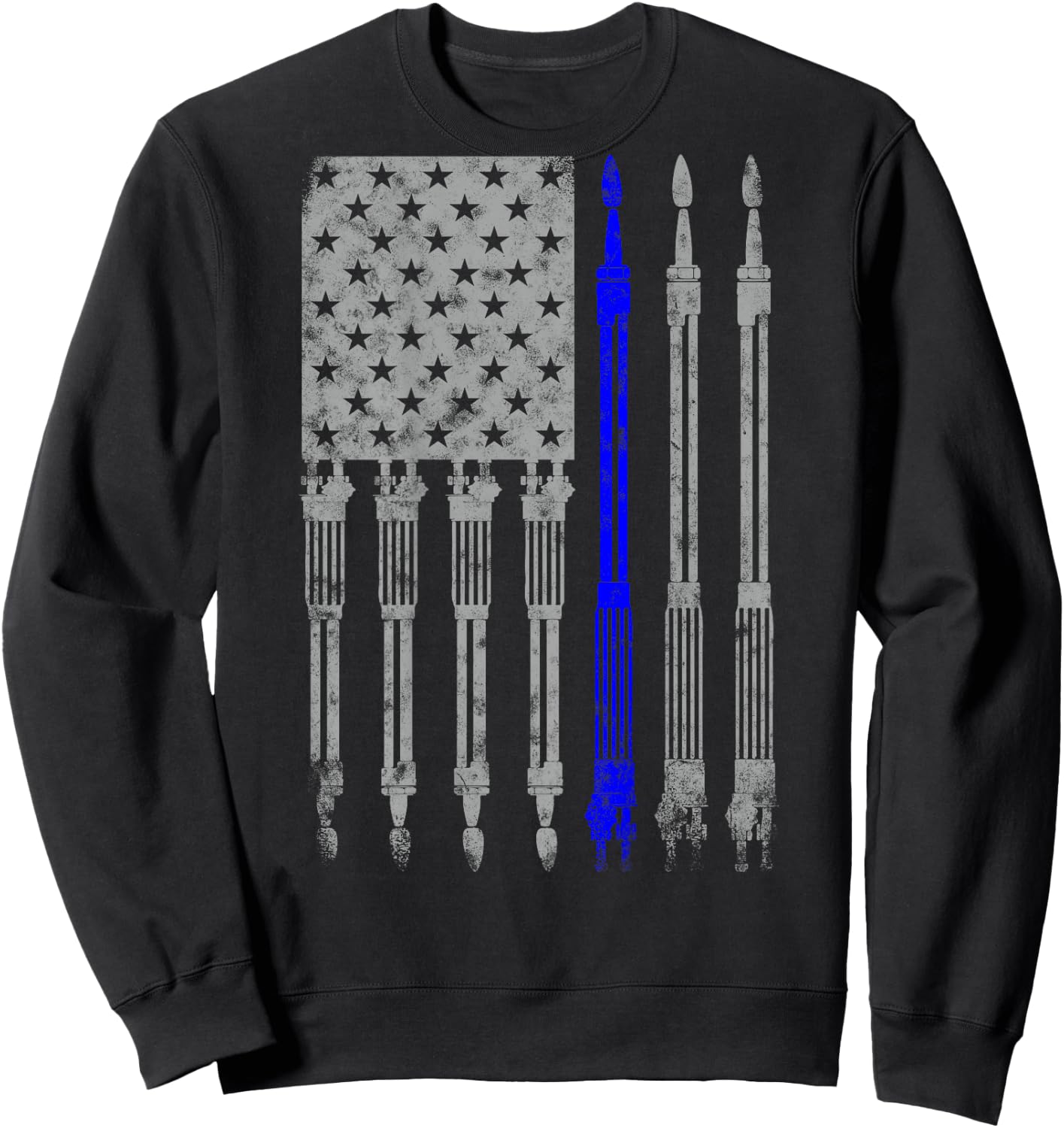 Welder Blue line American Flag Shirt USA Patriotic Welder Sweatshirt - Sweatshirt | Black