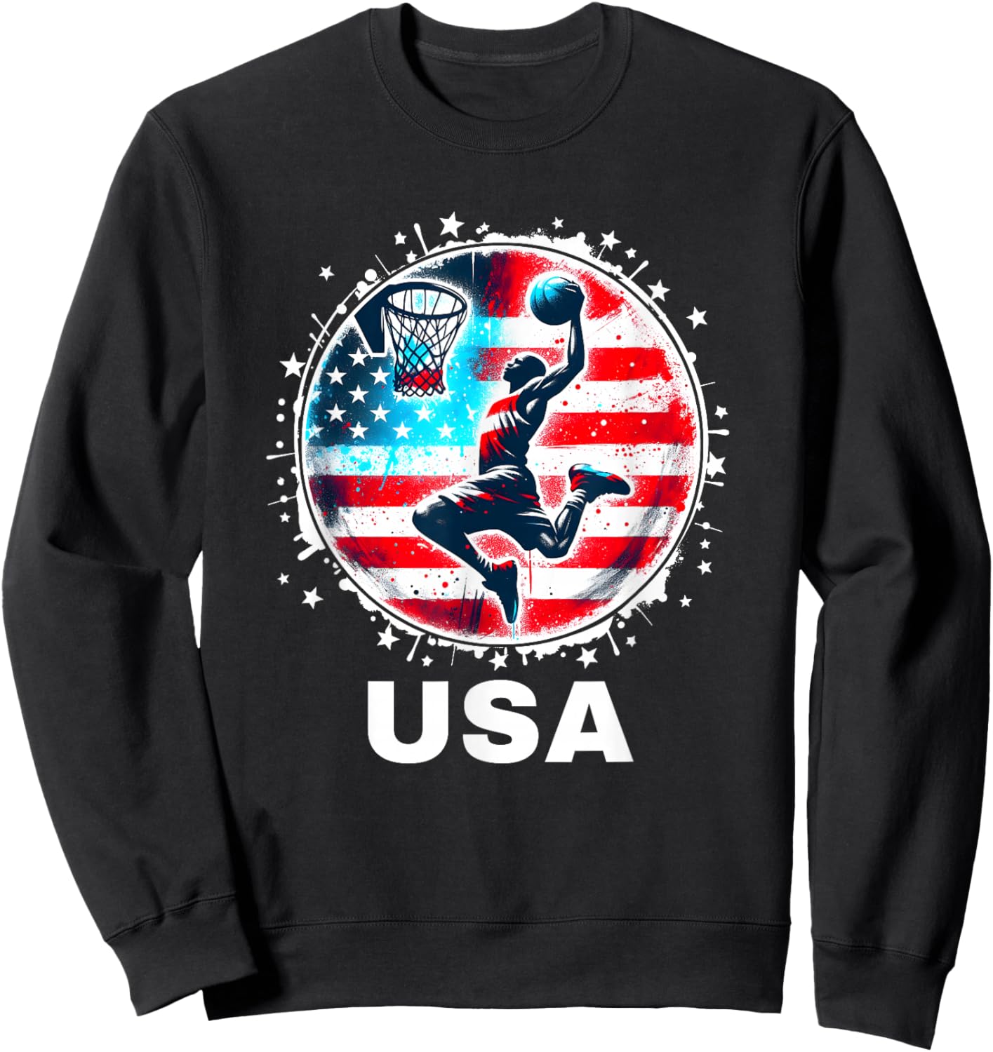 Basketball USA Go USA Team Shirt USA Flag Basketball Sweatshirt - Sweatshirt | Black