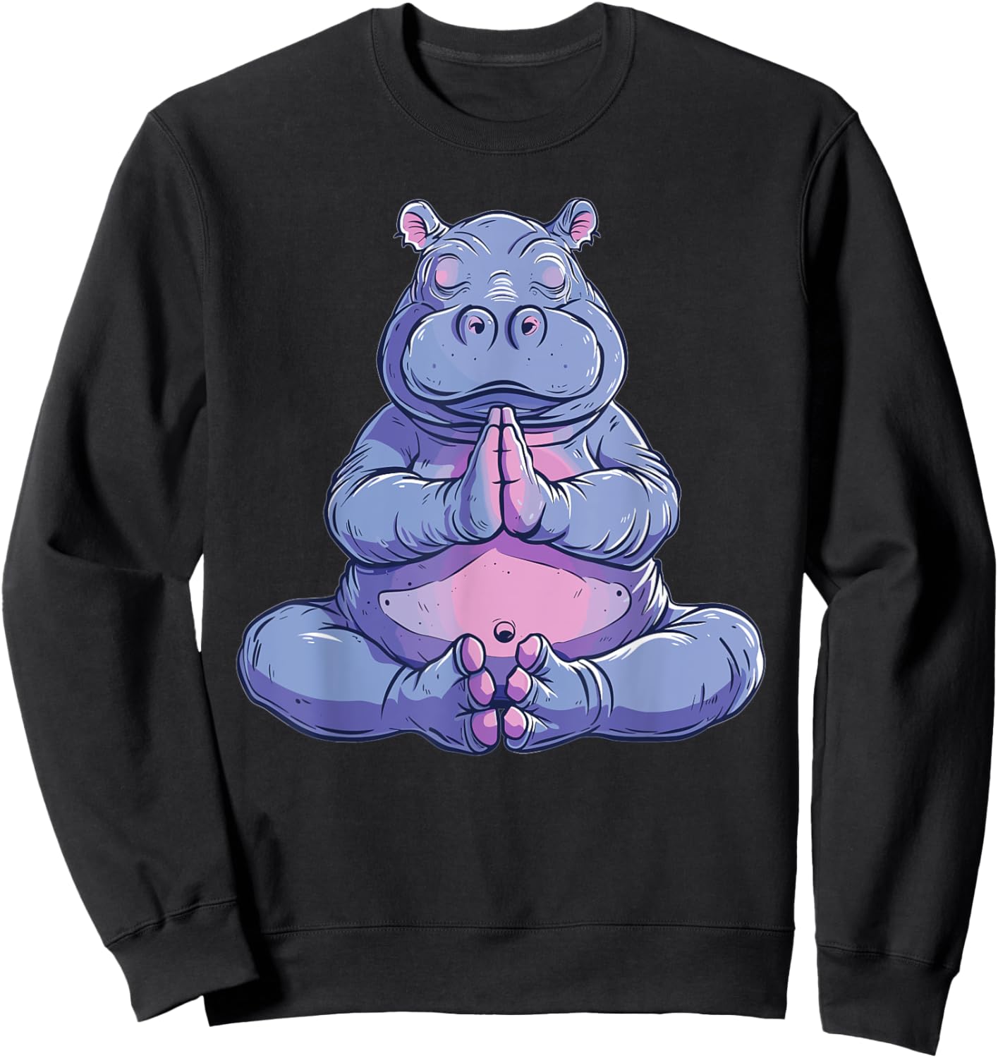 Cute Hippo Yoga Sweatshirt - Sweatshirt | Black