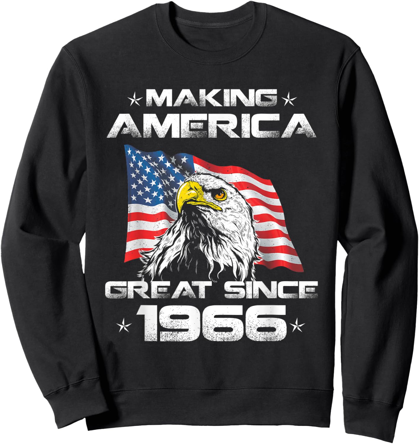 54th Birthday Gift USA Flag Making America Great Since 1966 Men Sweatshirt - Sweatshirt | Black