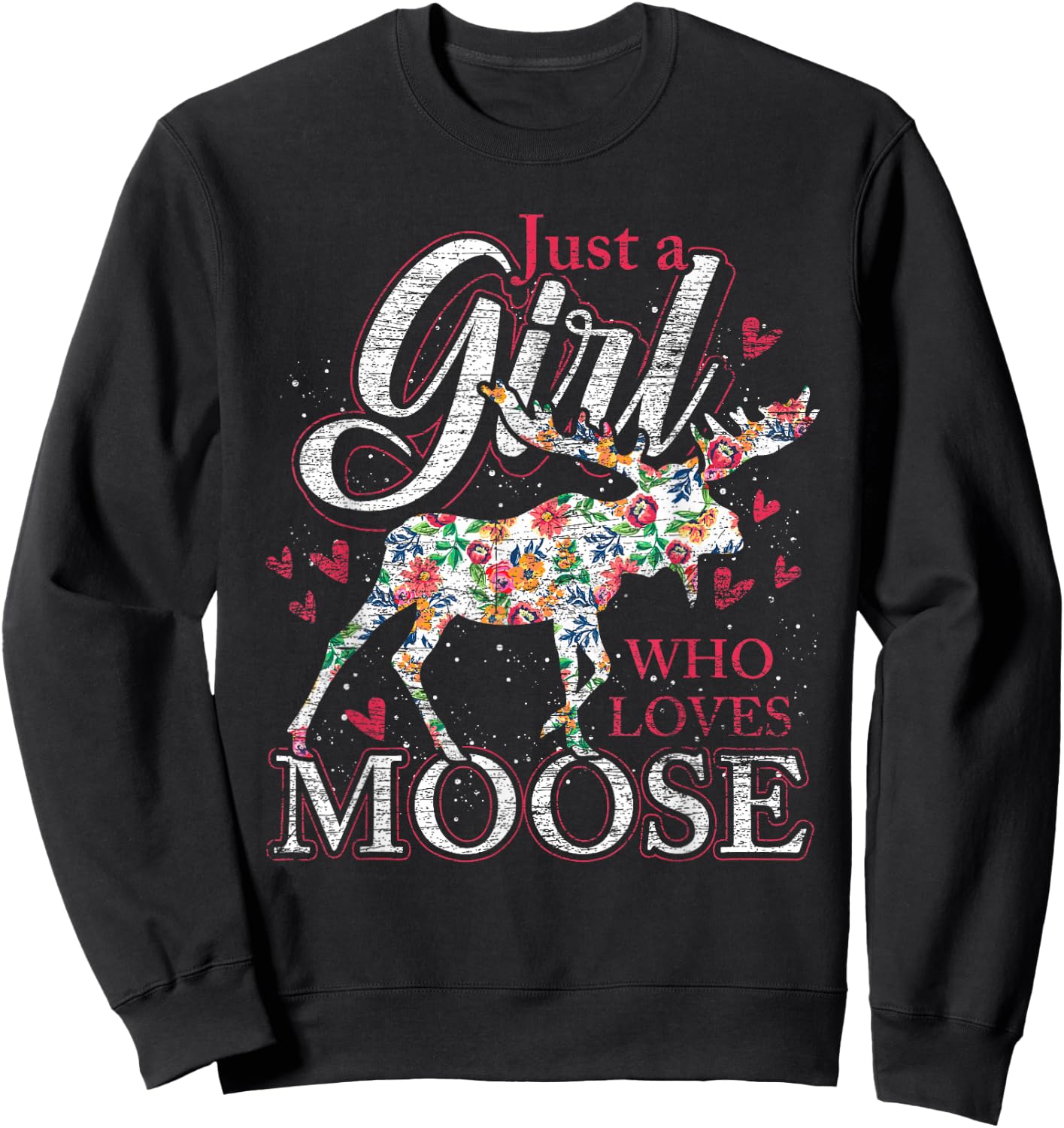 Nur EIN Mädchen das Elche liebt Sweden Animal Vintage Elk Sweatshirt - Sweatshirt | Black