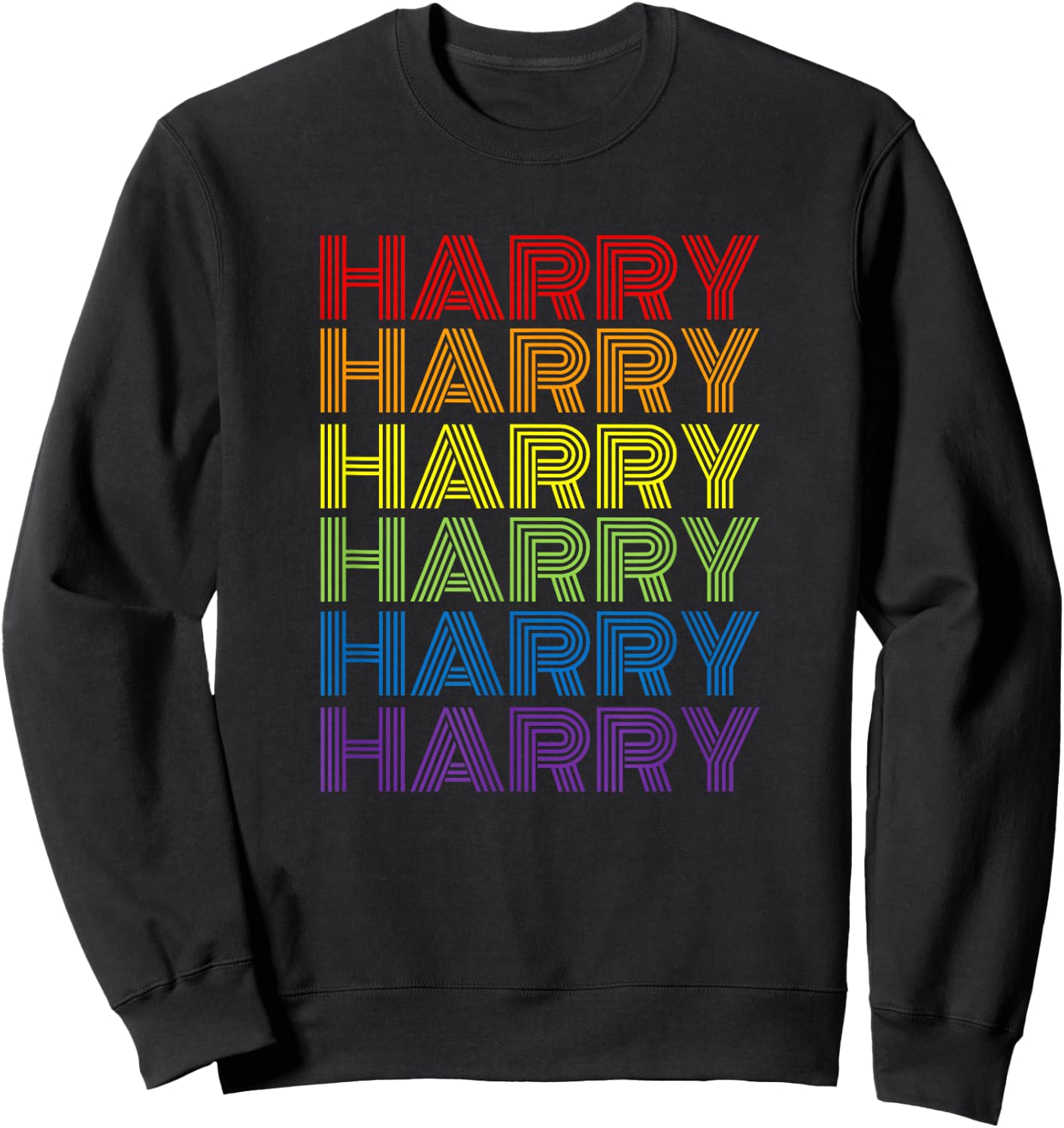 Retro Style Harry Rainbow Name Sweatshirt - Sweatshirt | Black