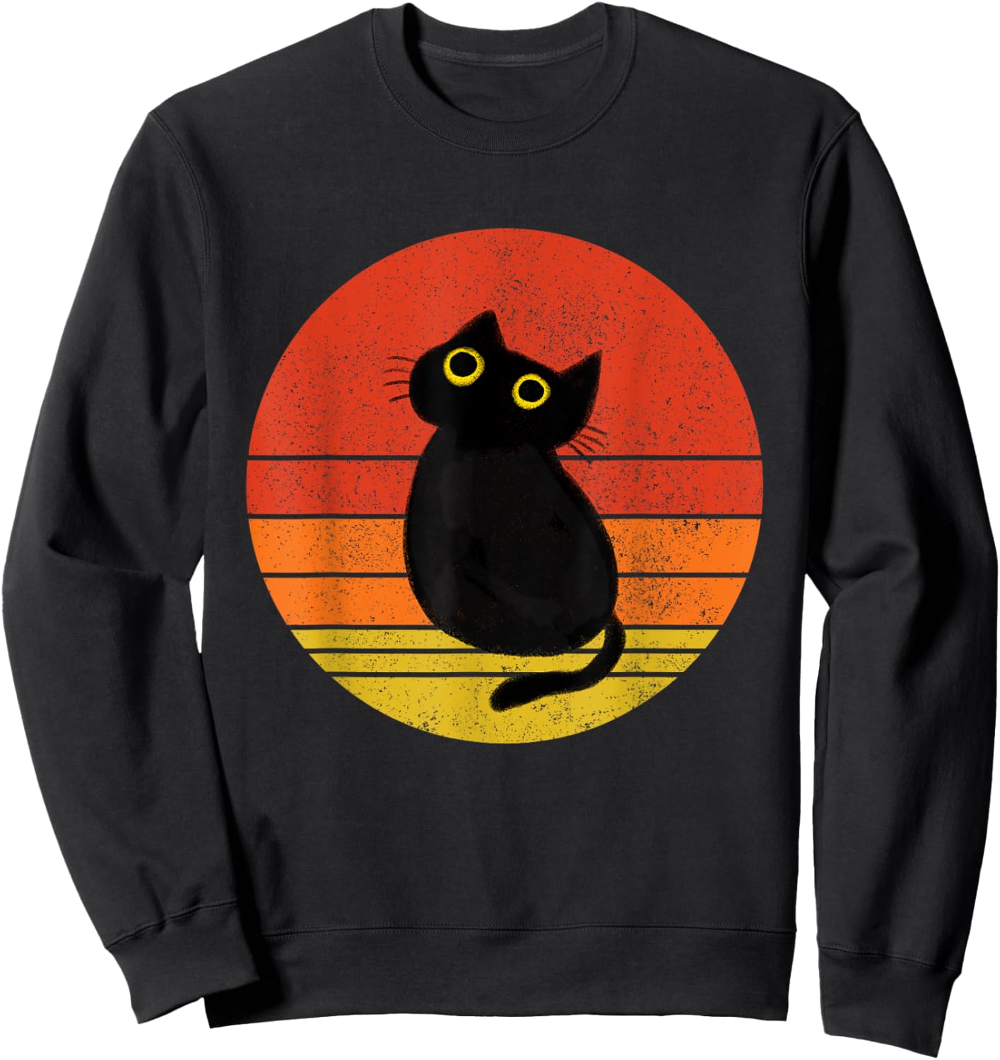 Cute Black Cat Vintage Sunset Cat Lover Cat Owner Sweatshirt - Sweatshirt | Black
