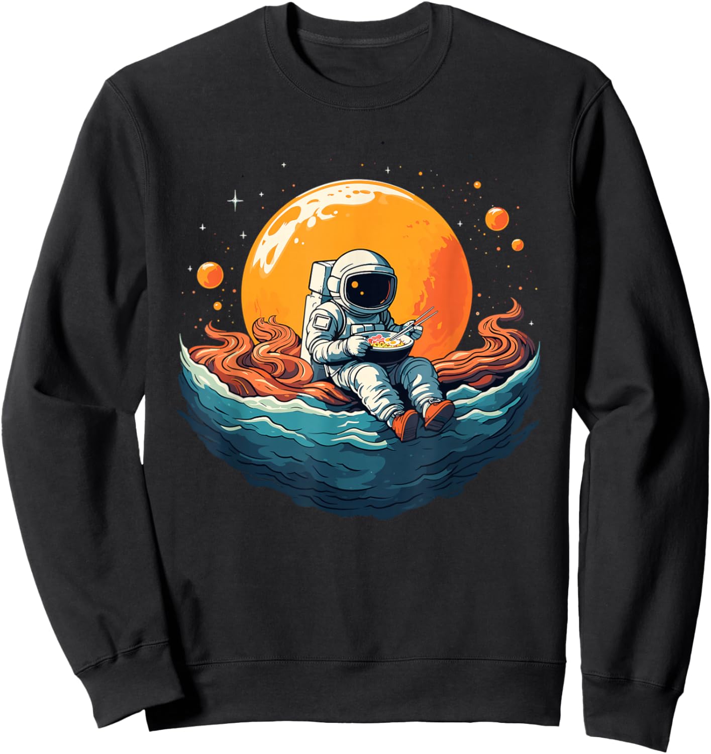 Astronaut Ramen Anime Space Kids Graphic Sweatshirt - Sweatshirt | Black