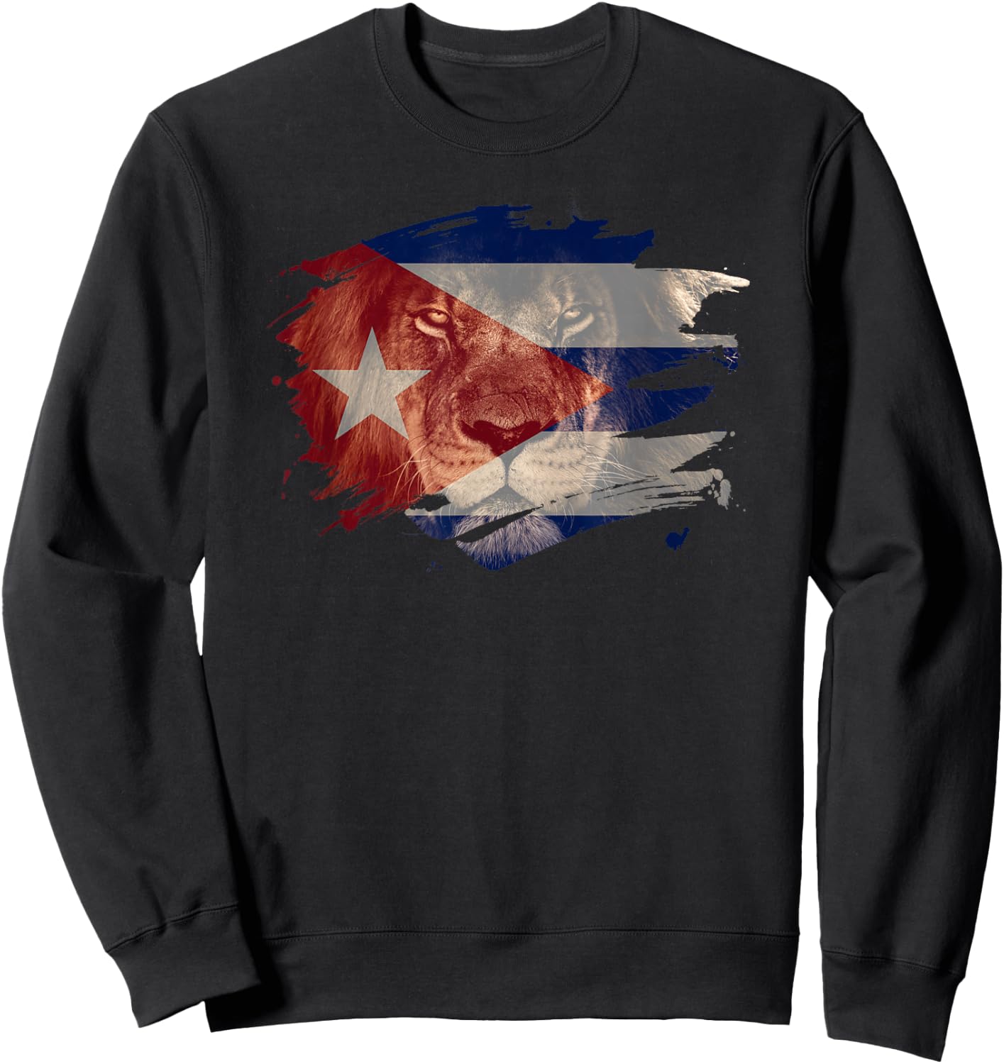 Cuba Flag and African Lion Picture - Cuban Pride Sweatshirt - Sweatshirt | Black