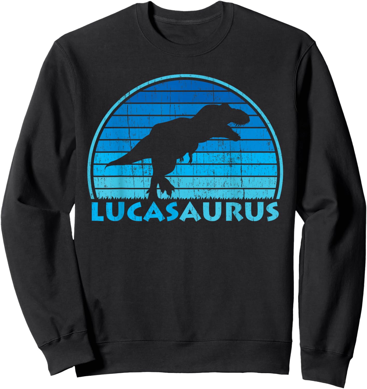 Lucas Saurus Dinosaurs Kids Name Gift Sweatshirt - Sweatshirt | Black