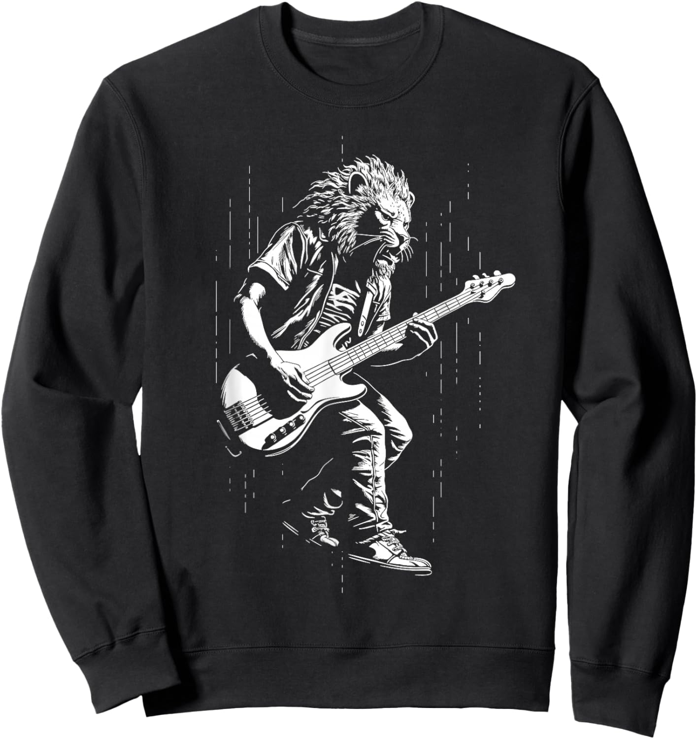 Guitarist Lion Music Bass Guitar Boys Men Kids Sweatshirt - Sweatshirt | Black