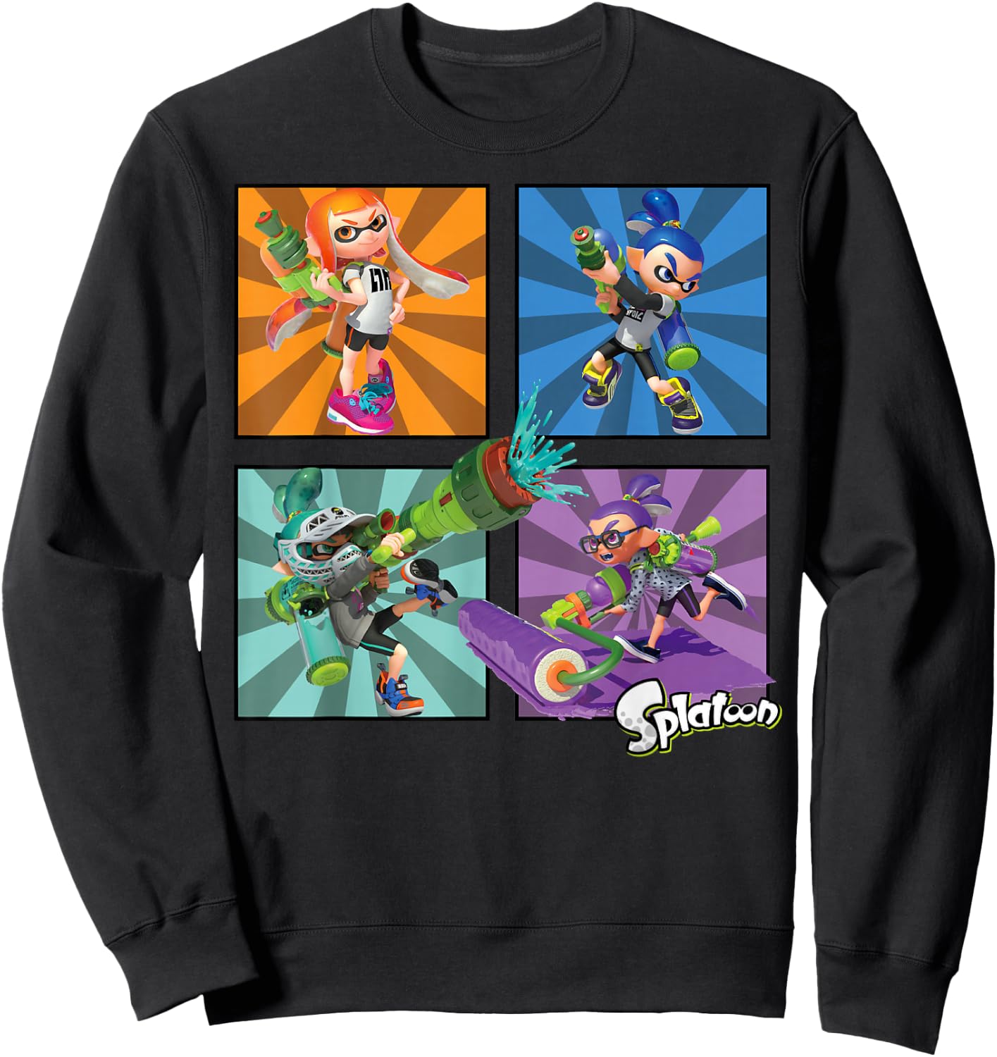 Splatoon Four Character Box Up Sweatshirt - Sweatshirt | Black