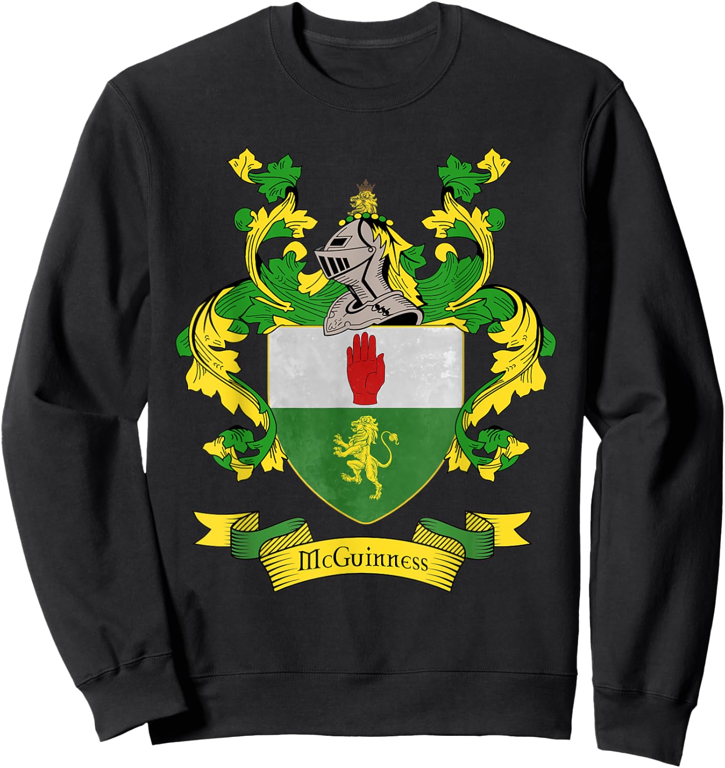 McGuinness Coat of Arms | McGuinness Surname Family Crest Sweatshirt - Sweatshirt | Black