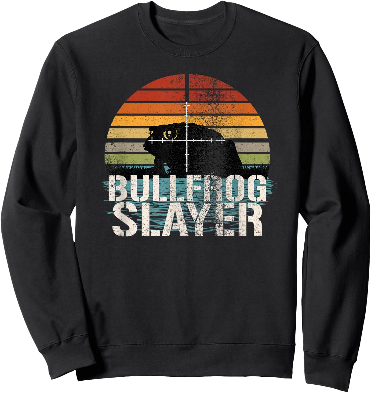 Bullfrog Slayer Frog Hunting Gigging Humor Sweatshirt - Sweatshirt | Black