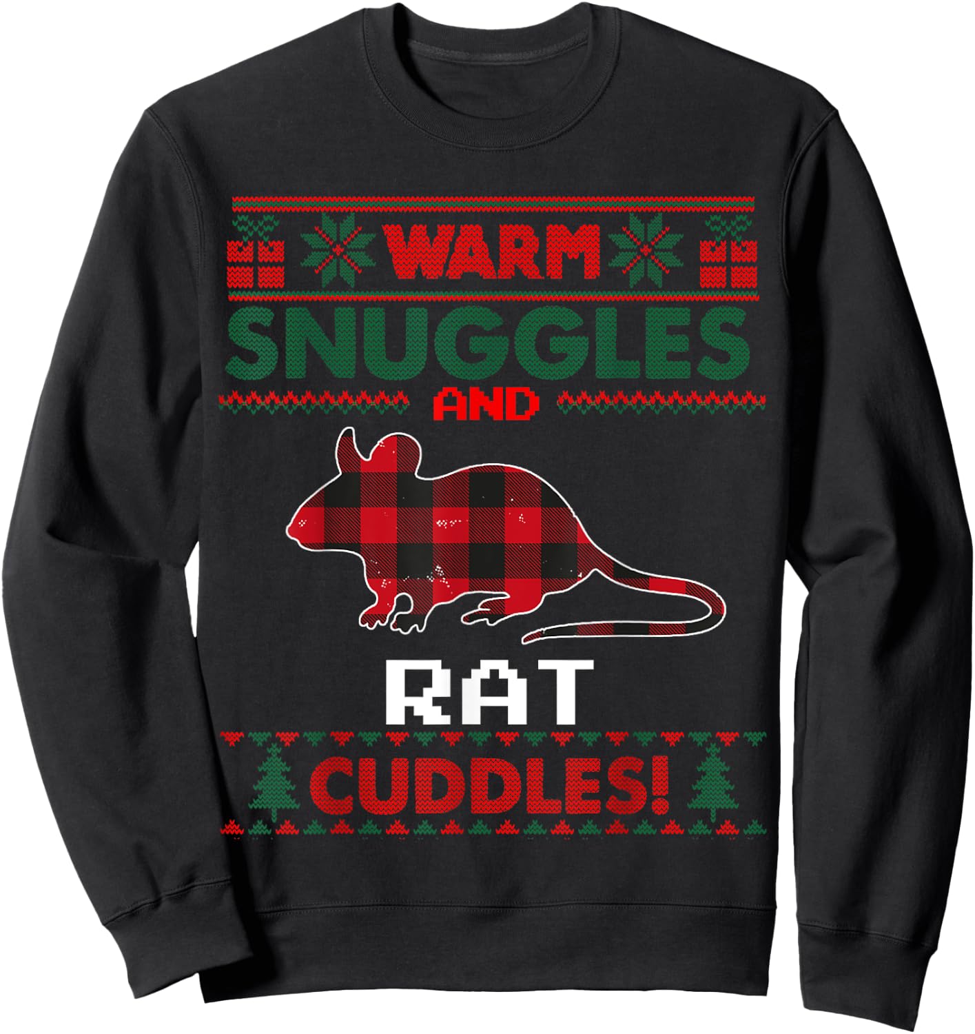 Rat Christmas Pajama Shirt Rat Lovers Ugly Christmas Sweater Sweatshirt - Sweatshirt | Black