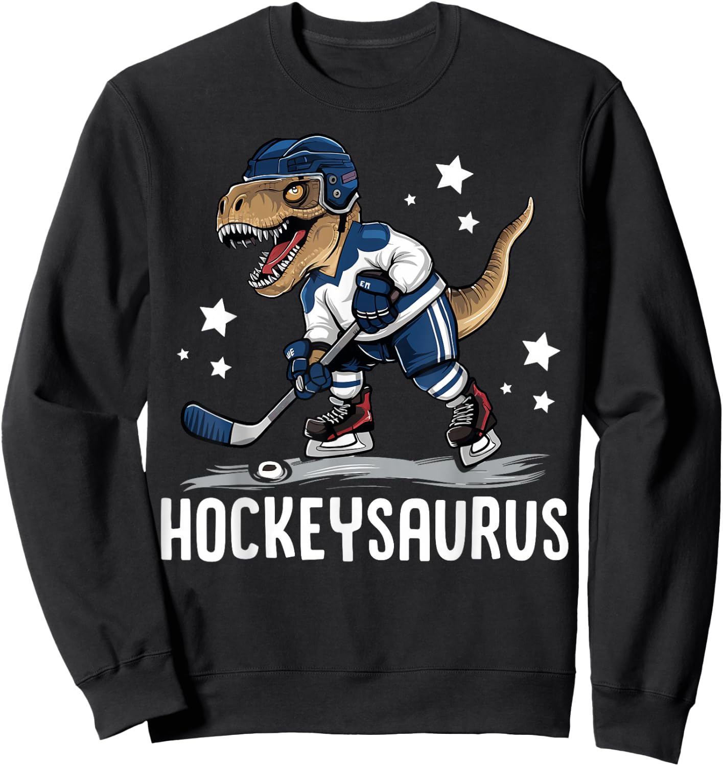 Hockeysaurus Funny Dinosaur Hockey Kids Hockey Boy Sweatshirt - Sweatshirt | Black