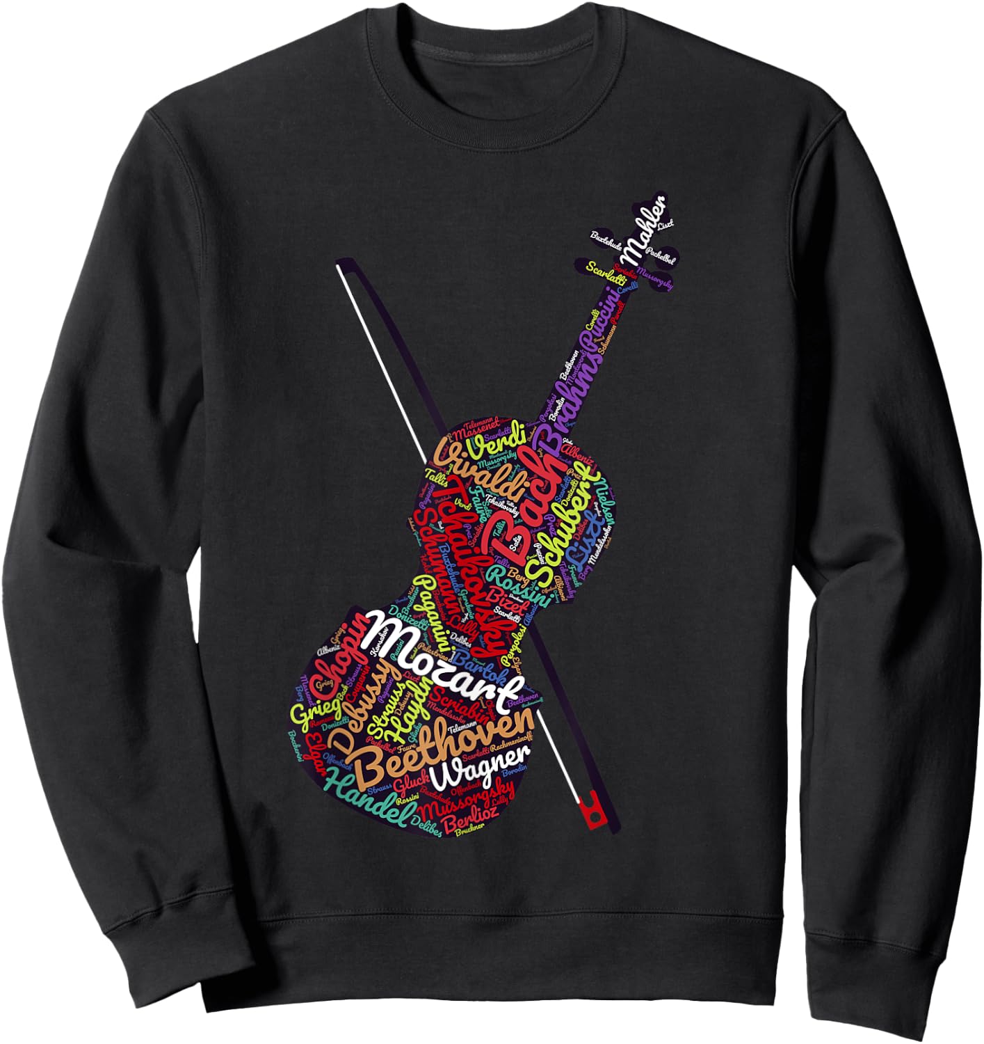 Classical Music Composers Violin Word Art Sweatshirt - Sweatshirt | Black