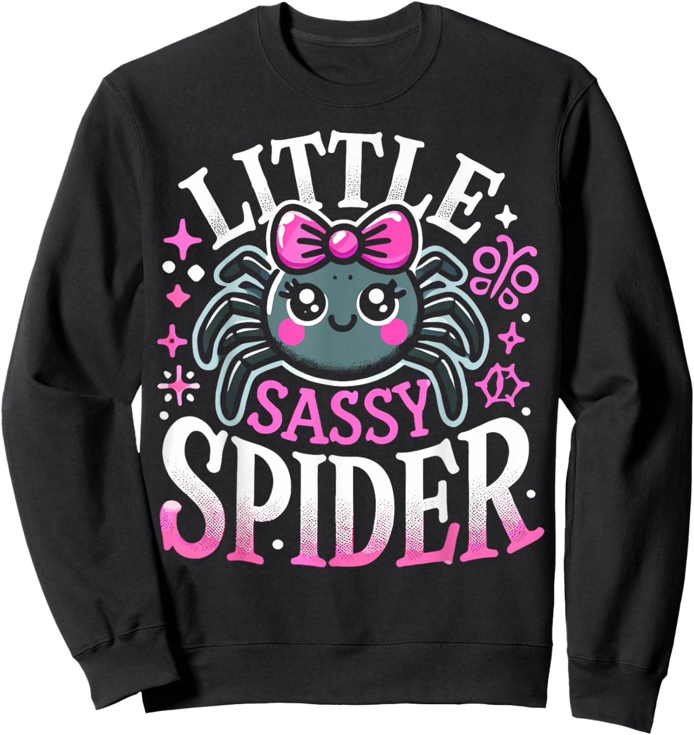Kids Little Sassy Spider Girls Cute Spider Halloween Decor Sweatshirt - Sweatshirt | Black