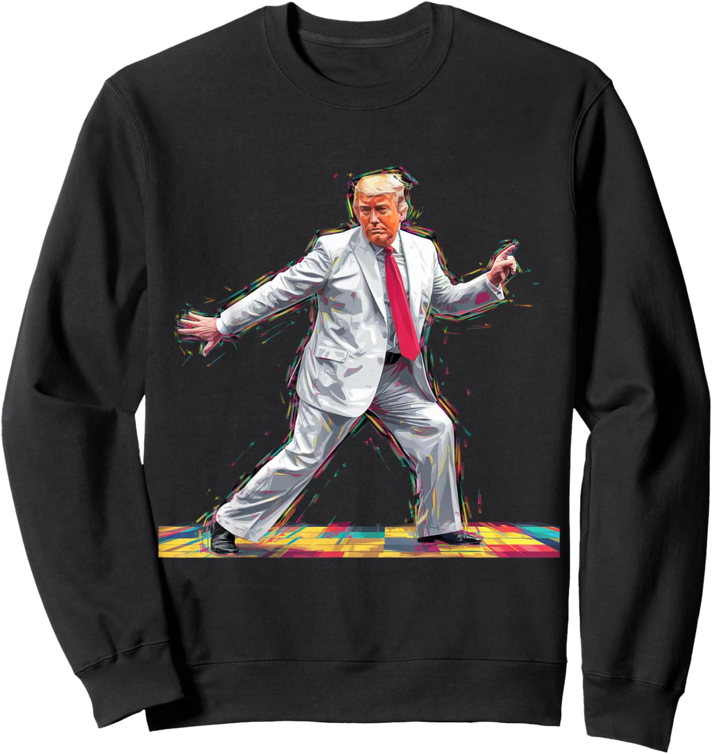 Funny Donald Trump Disco Dancing 60s 70s 80s President Sweatshirt - Sweatshirt | Black