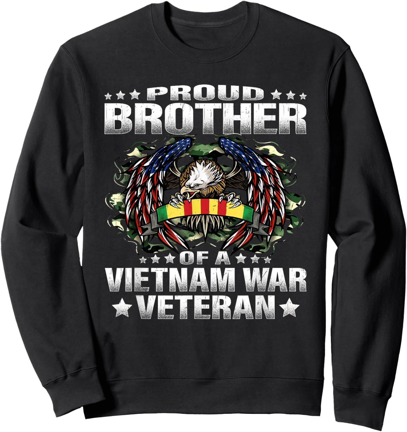 Proud Brother Of A Vietnam Veteran Military Vet's Sibling Sweatshirt - Sweatshirt | Black