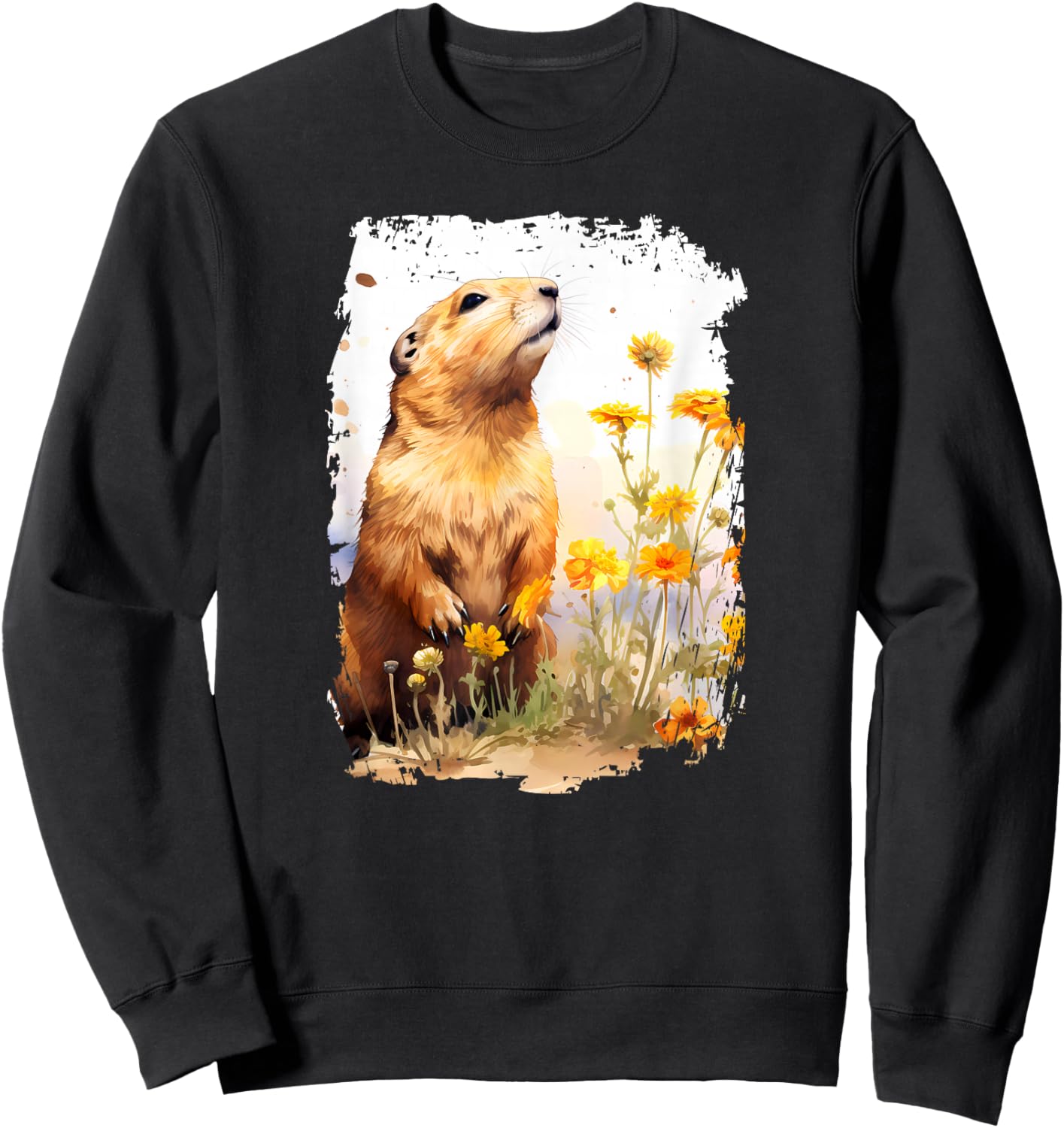 Prairie dog Flower Butterfly Sweatshirt - Sweatshirt | Black