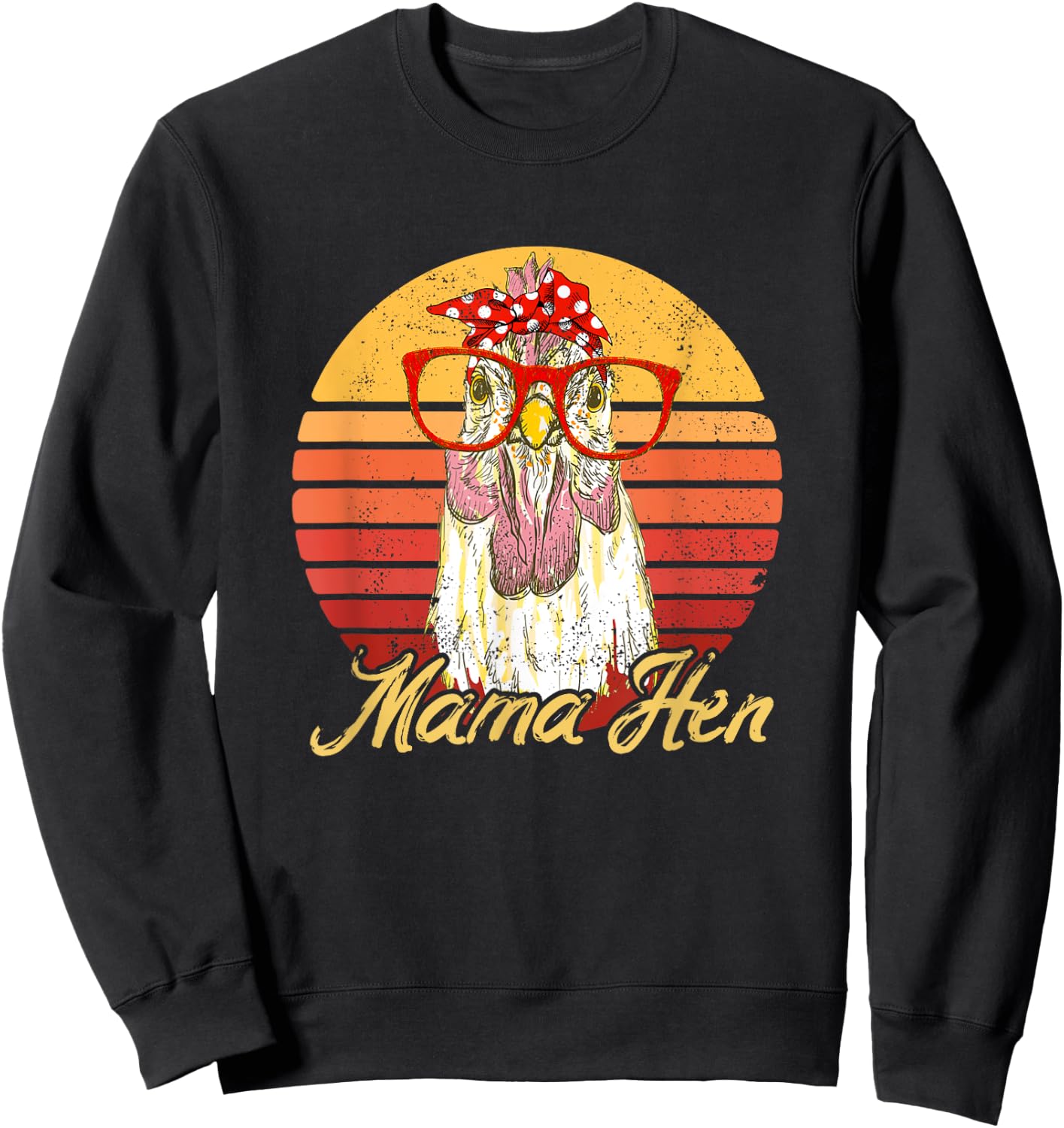 Vintage Mama Hen Chicken Gift Mom Farm Sweatshirt - Sweatshirt | Black