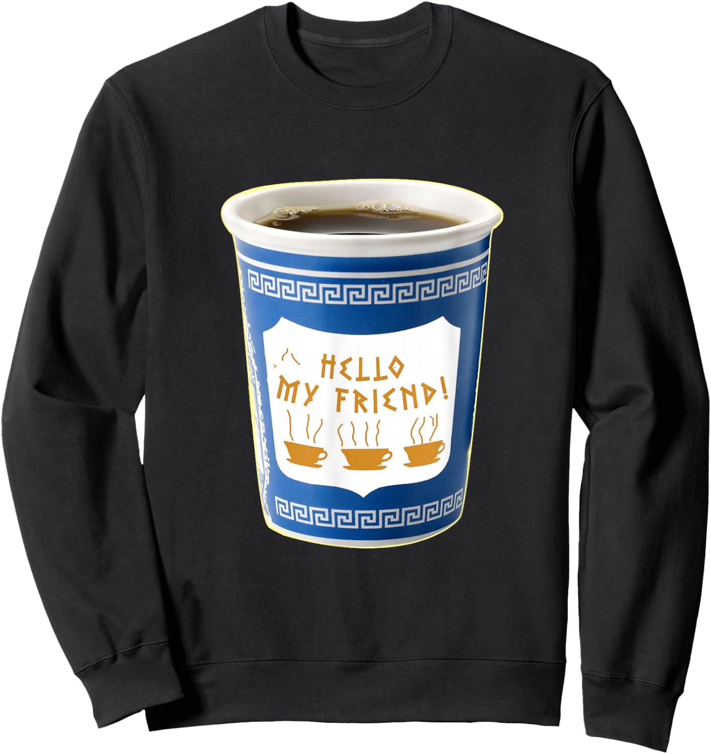 Old School NY New York Hometown Greek Diner Coffee Cup Sweatshirt - Sweatshirt | Black
