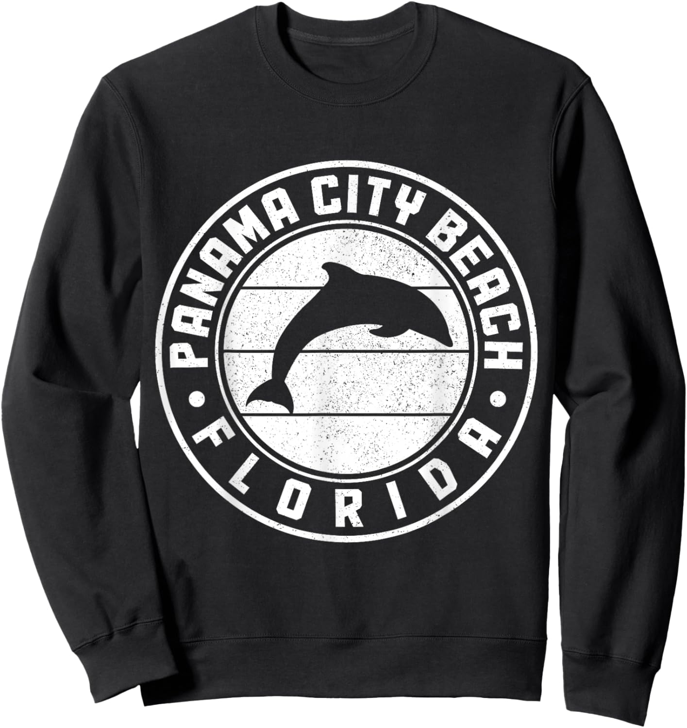 Panama City Beach Florida Dolphin Souvenir Vintage Sweatshirt - Sweatshirt | Black