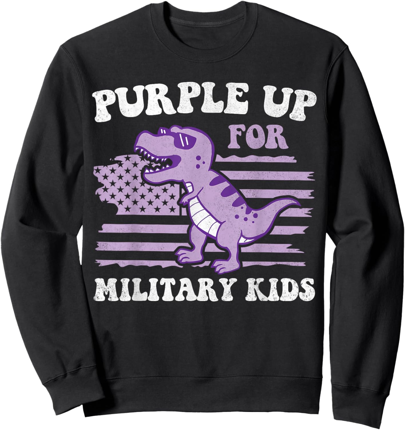 Purple Up For Military Kids Military Child Month Dino Boys Sweatshirt - Sweatshirt | Black