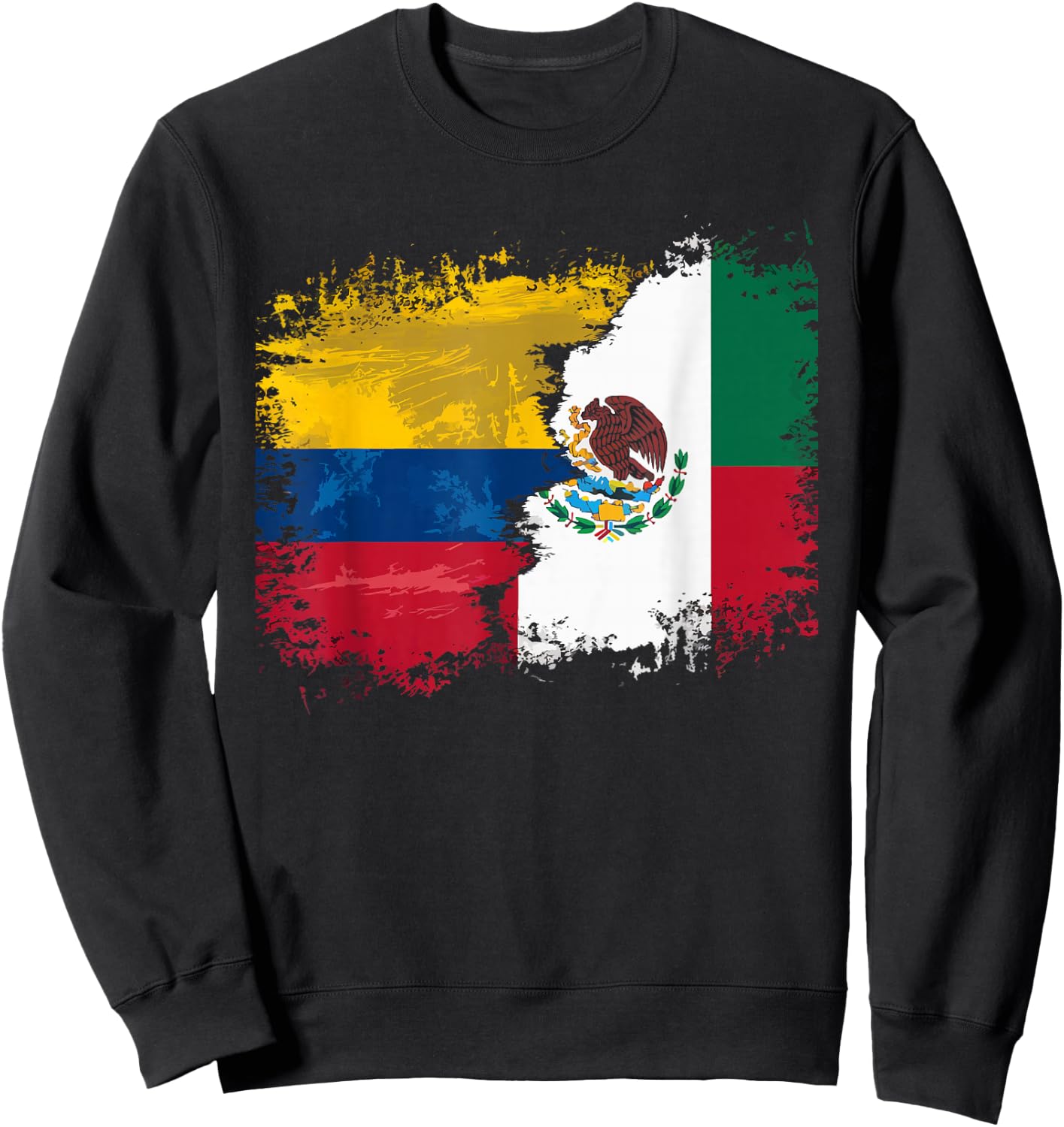 Half Columbian Half Mexican Mexico Flag Columbia Sweatshirt - Sweatshirt | Black