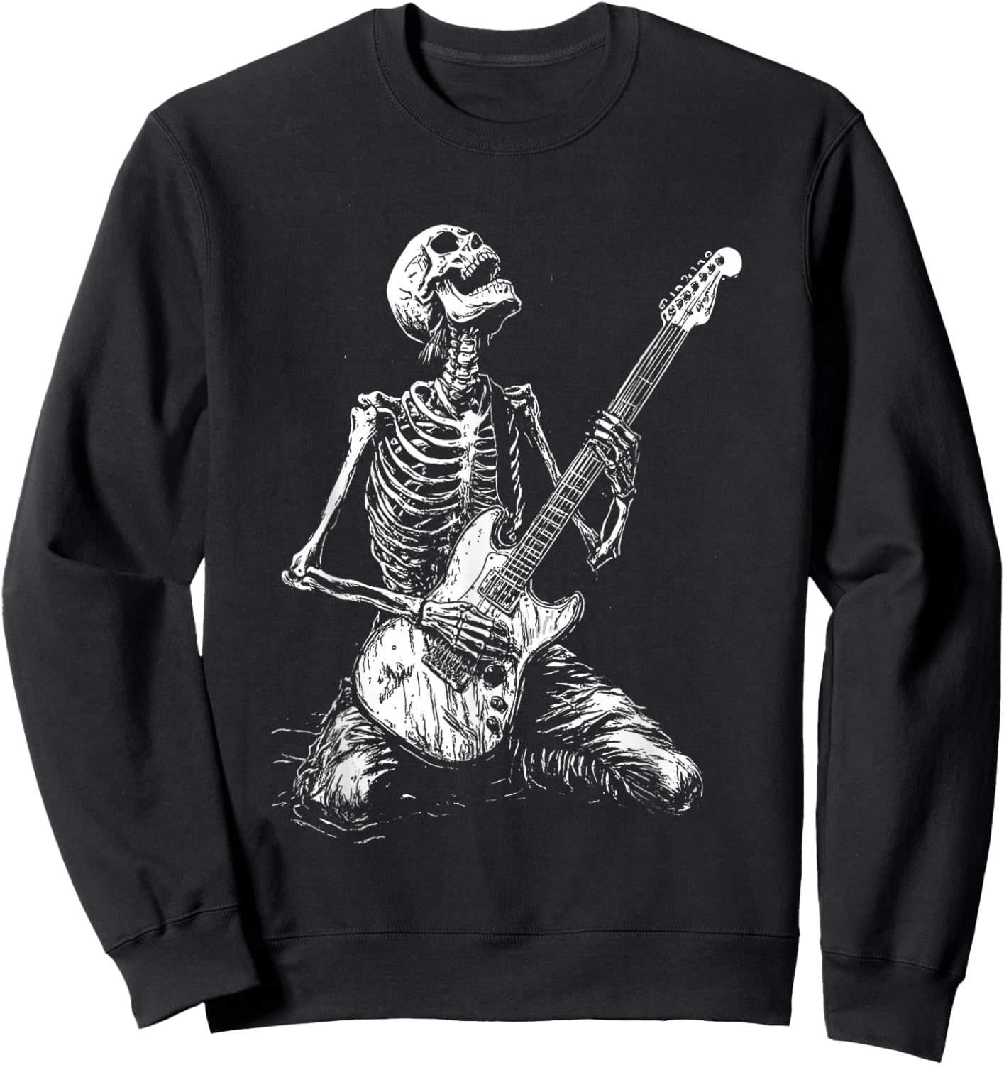 Skeleton Heavy Death Metal Rock Punk Gothic Guitar Grunge Sweatshirt - Sweatshirt | Black