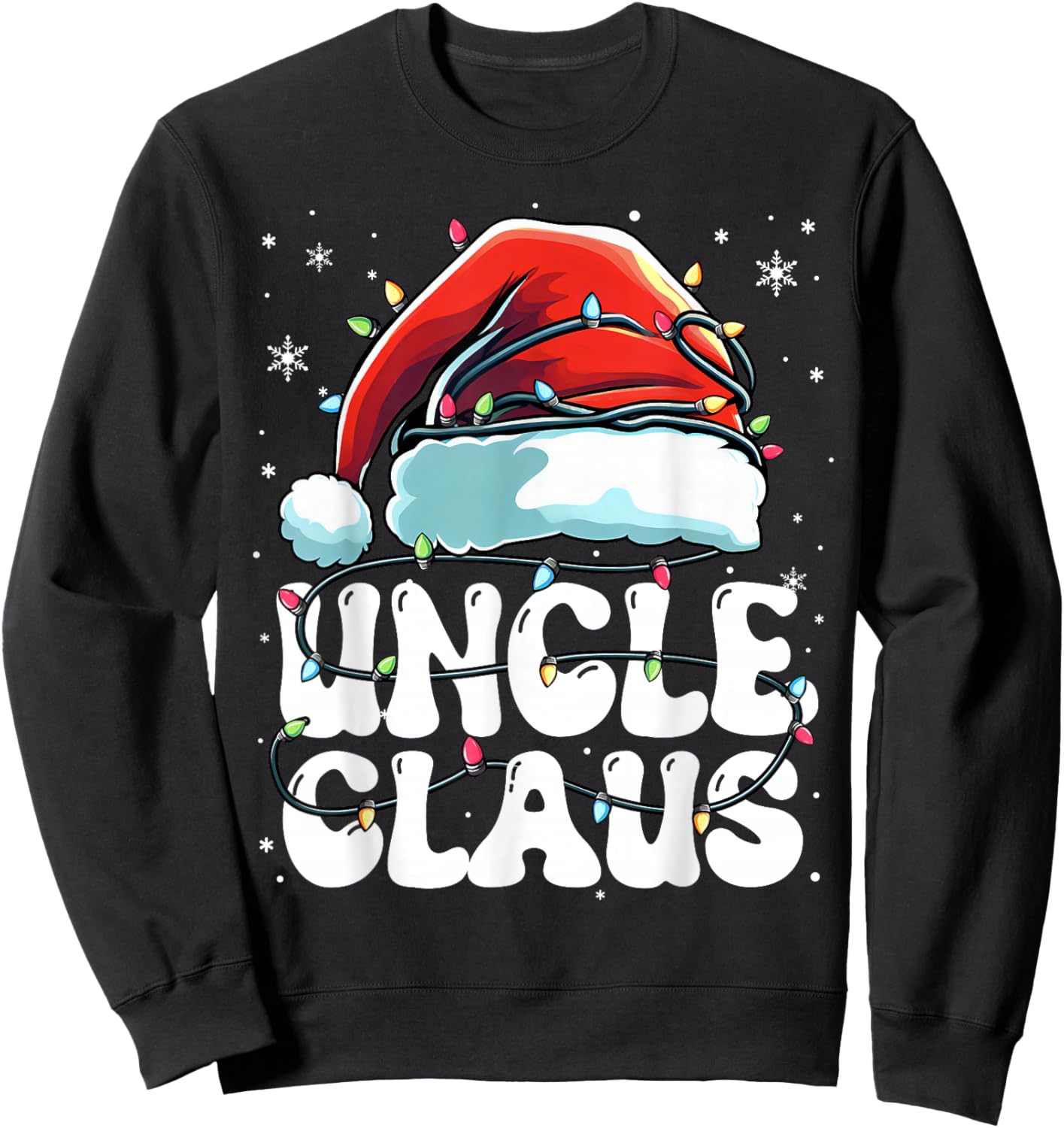 Groovy Uncle Claus Christmas Lights Funny Family Xmas Pajama Sweatshirt - Sweatshirt | Black