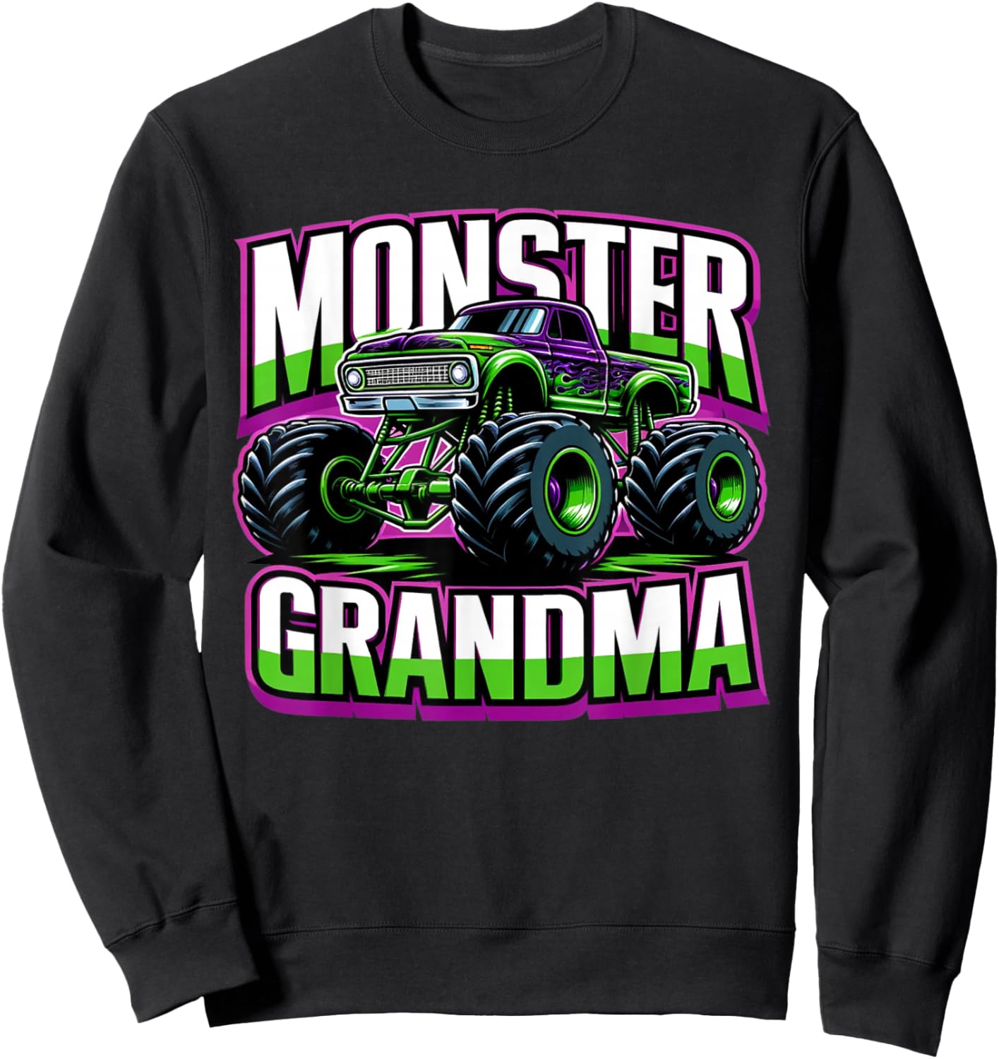 Monster Truck Race Racer Driver Grandma Mother's Day Sweatshirt - Sweatshirt | Black