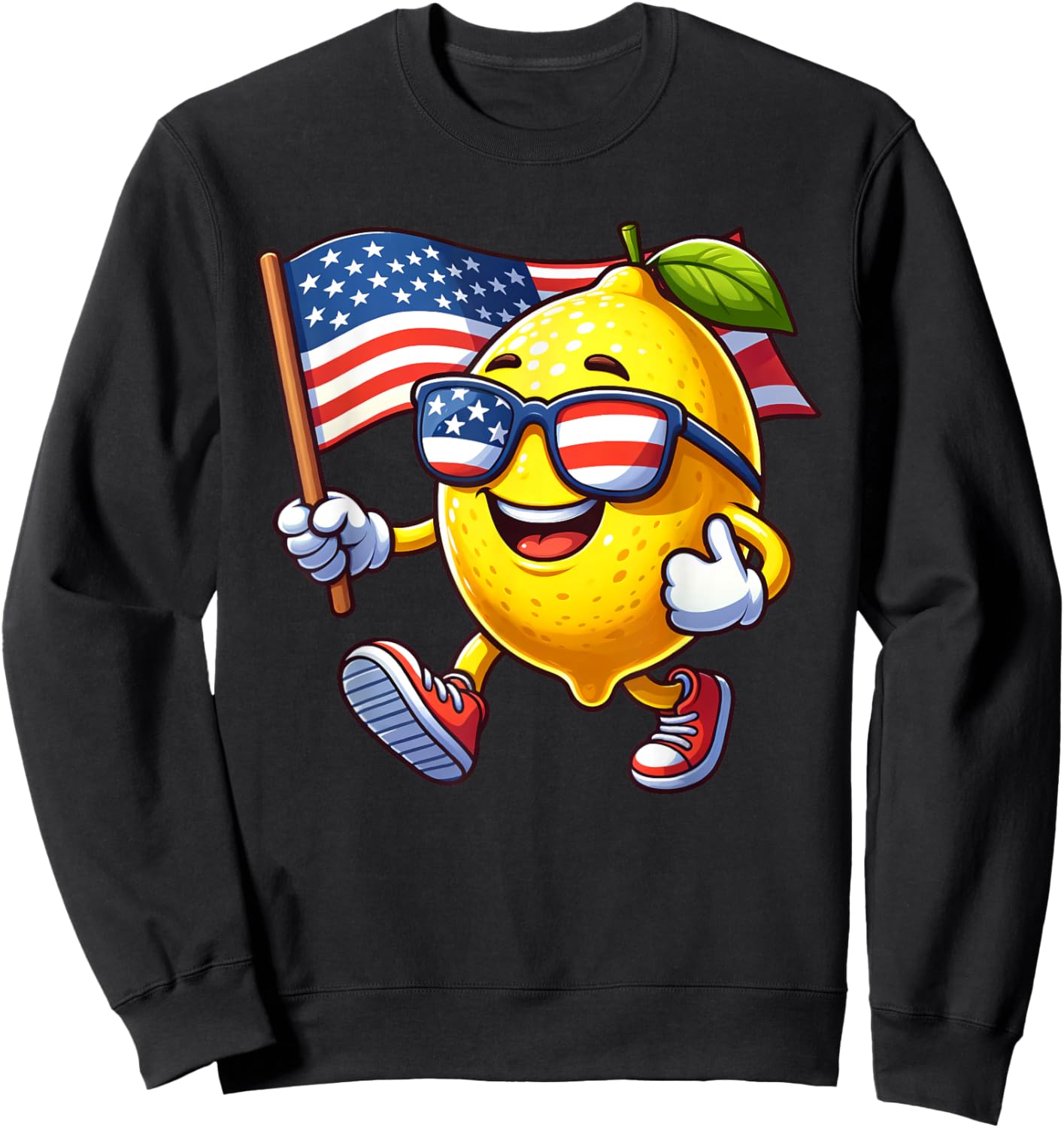 Lemon 4th July USA Flag Patriotic America Mom Dad Kids Sweatshirt - Sweatshirt | Black