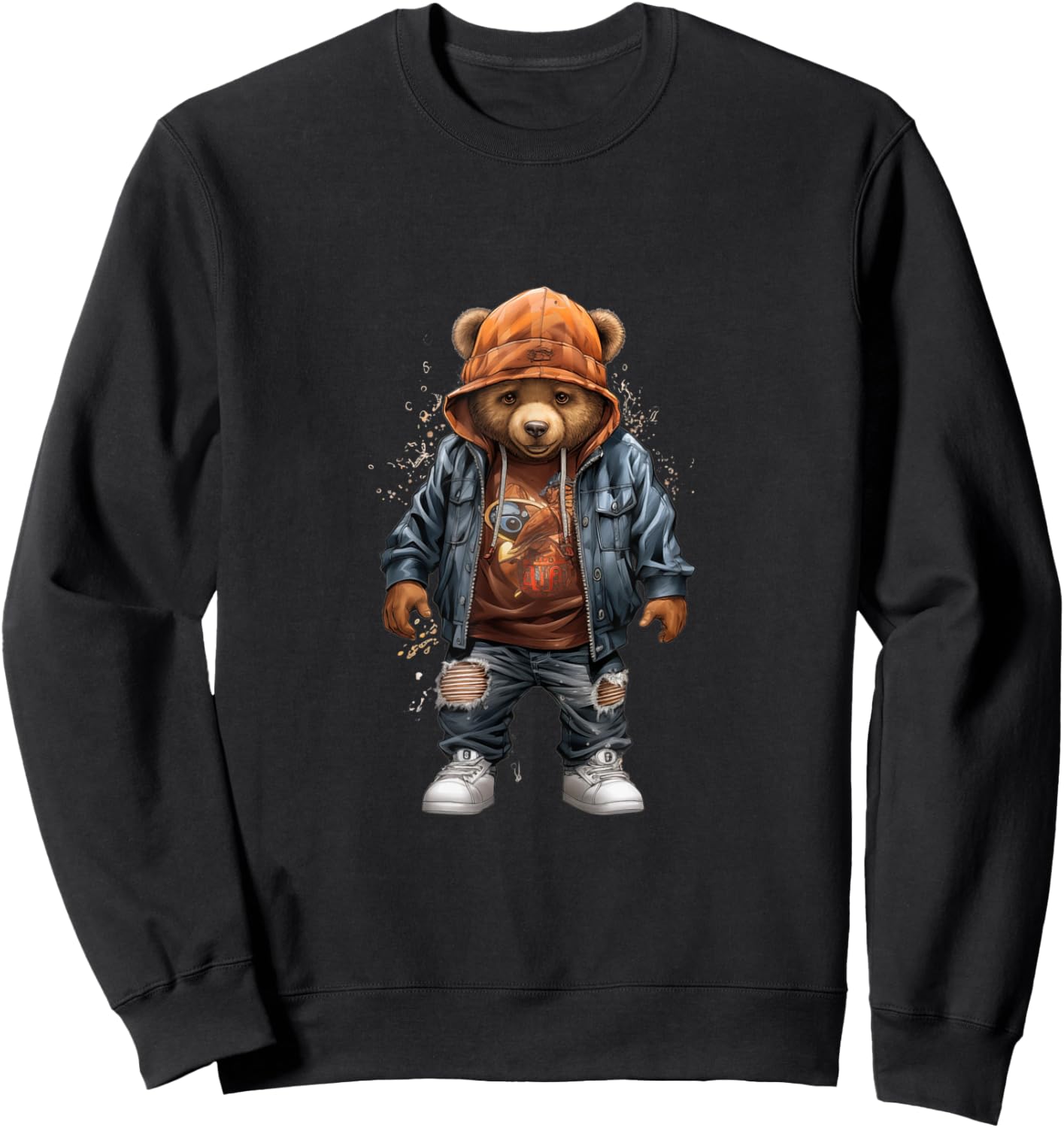 Urban hip hop novelty graphic teddy bear Sweatshirt - Sweatshirt | Black