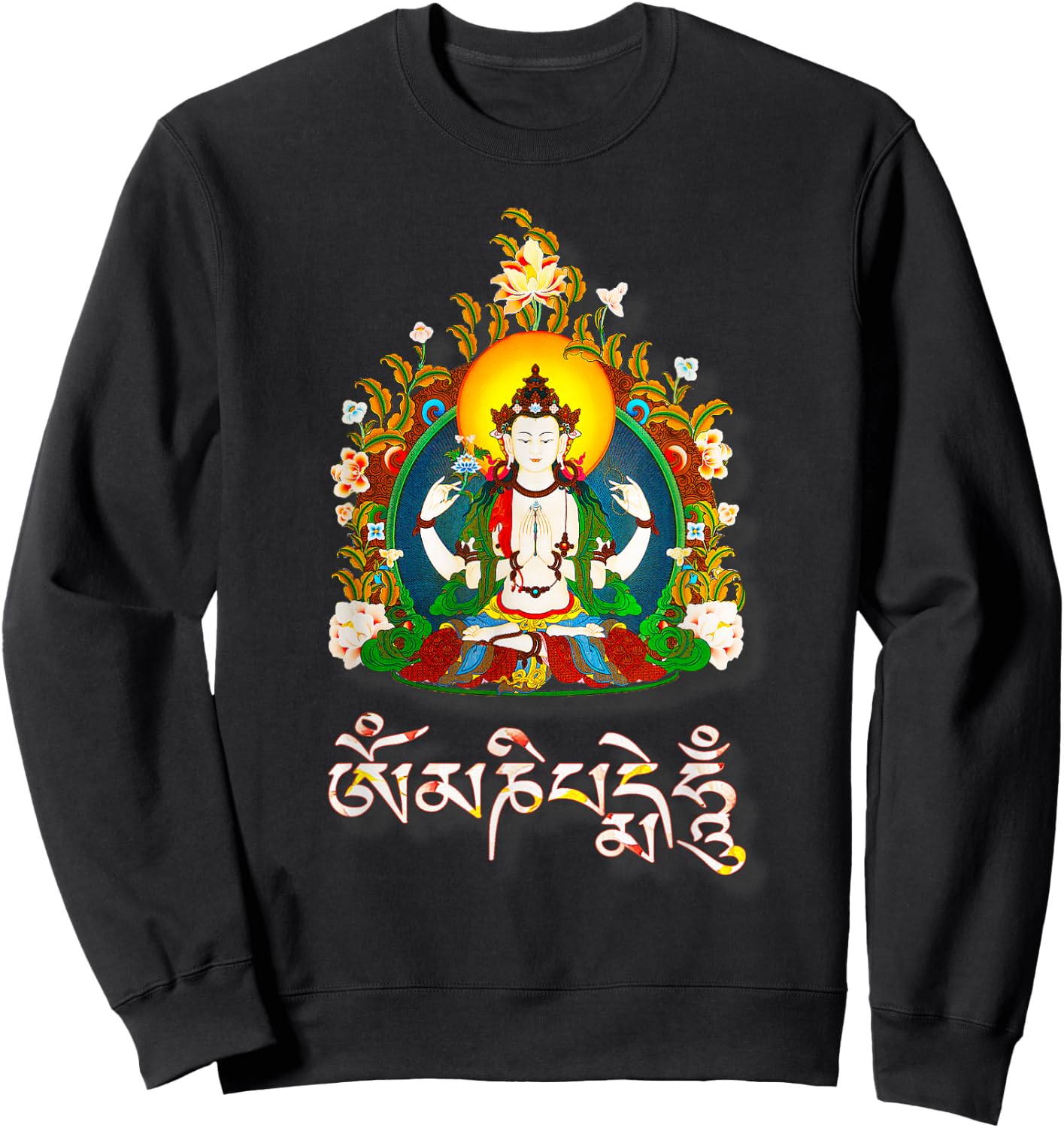 Tibetan Buddha Om Mani Padme Hum Amitabha Sweatshirt - Sweatshirt | Black