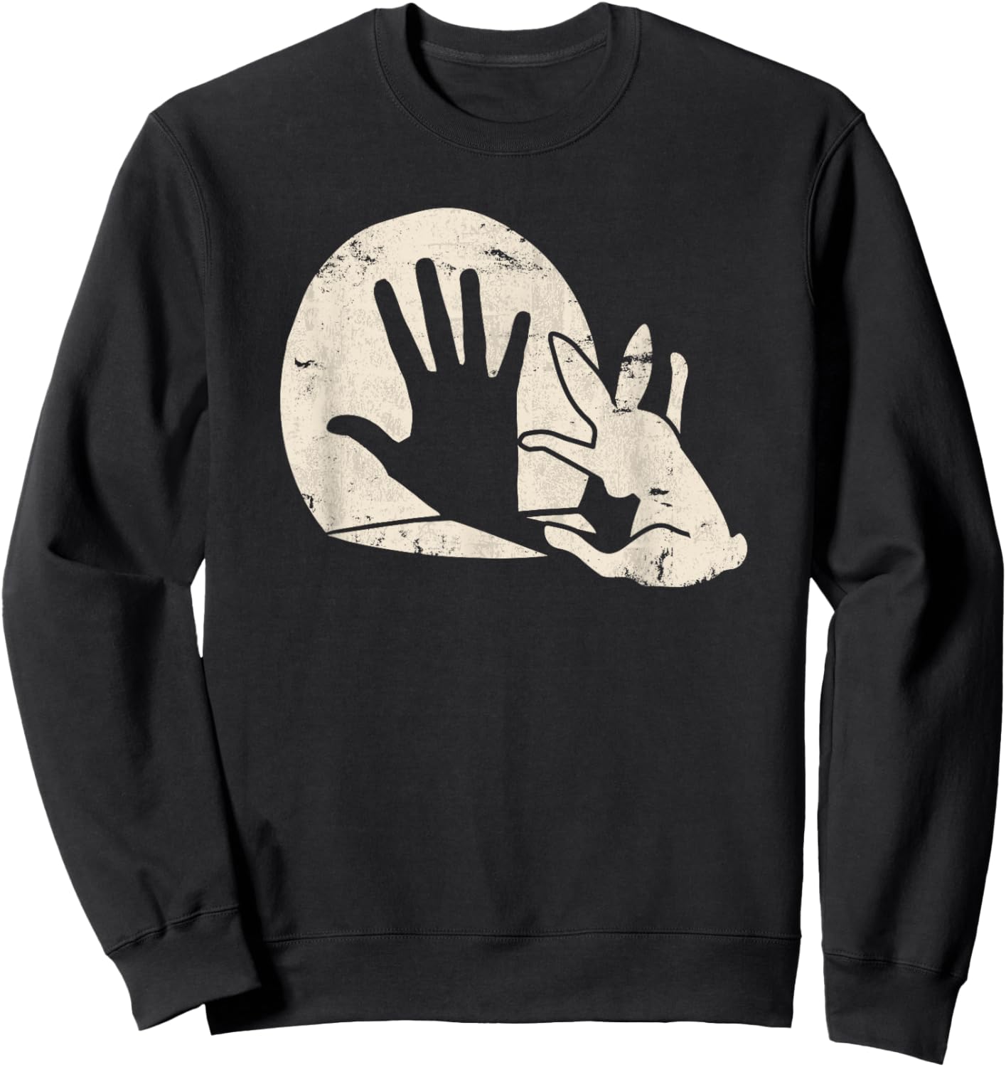 Rabbit Hand Shadow Puppet Bunny Animal Shadow Sweatshirt - Sweatshirt | Black