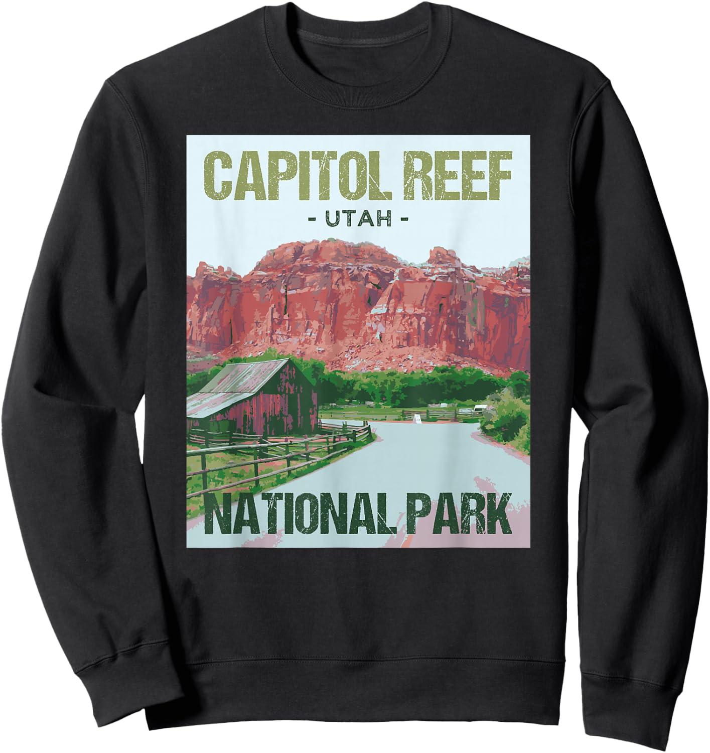 Capitol Reef National Park Utah Poster Design Sweatshirt - Sweatshirt | Black