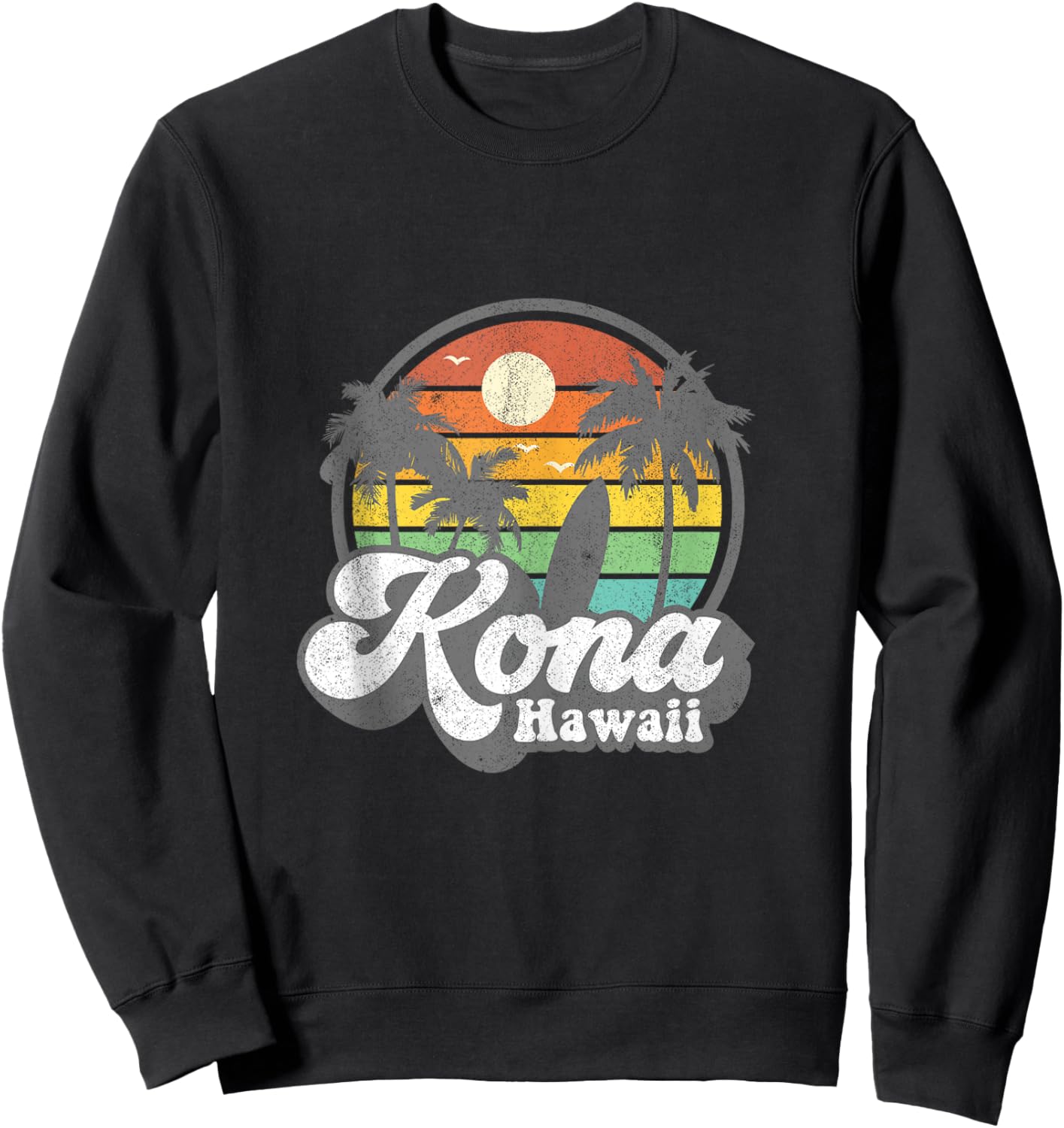 Vintage Kona Beach Hawaii Surf Hawaiian Surfing 70's Gift Sweatshirt - Sweatshirt | Black