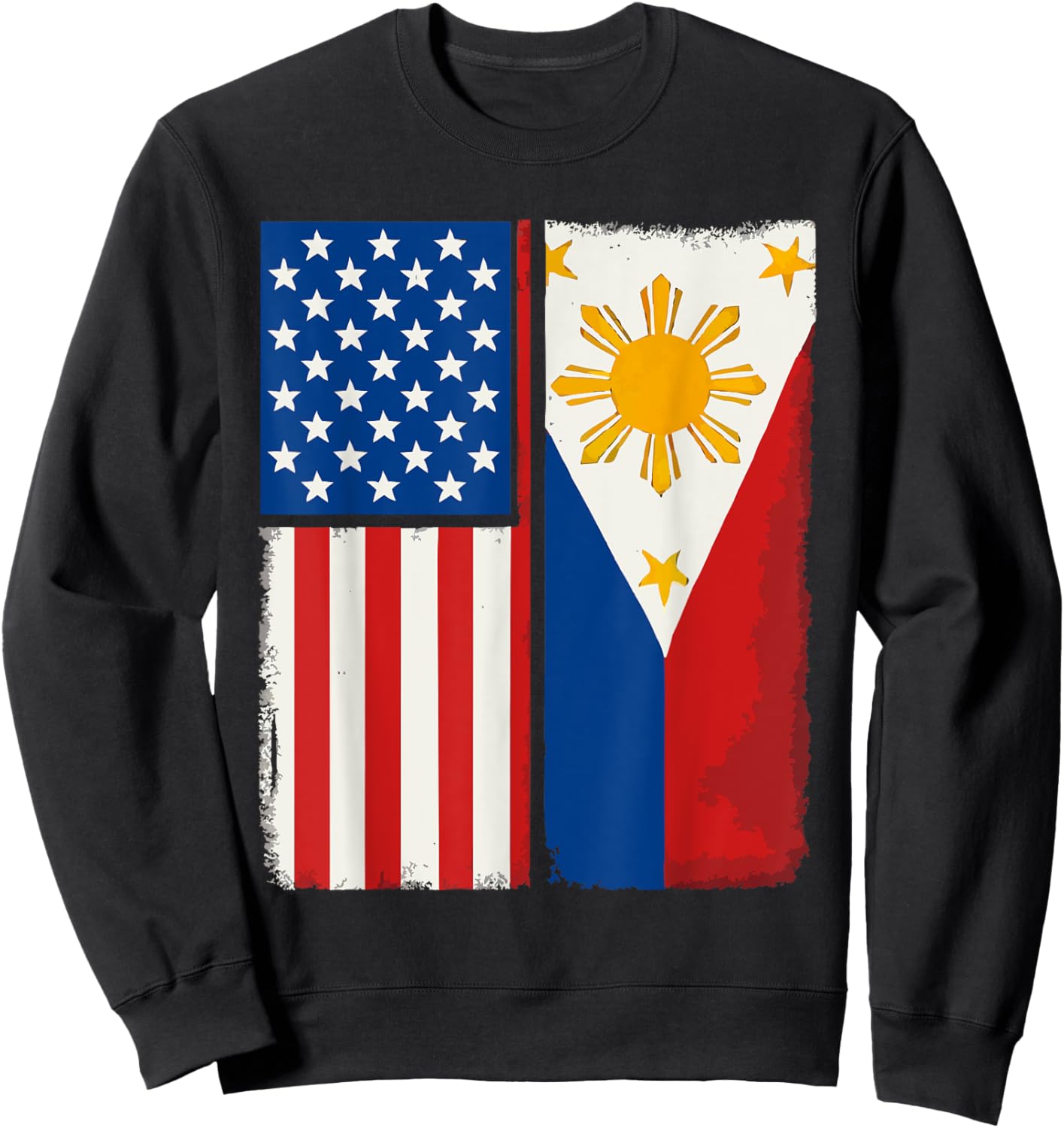 Half Filipino Half American USA Flag Philippines America Sweatshirt - Sweatshirt | Black