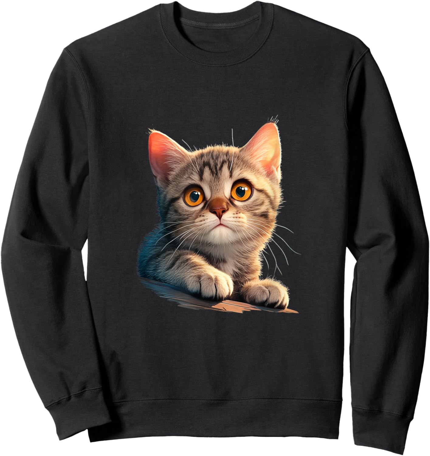 Adorable Realistic Kitten Cat Lovers Design Women Kids Sweatshirt - Sweatshirt | Black