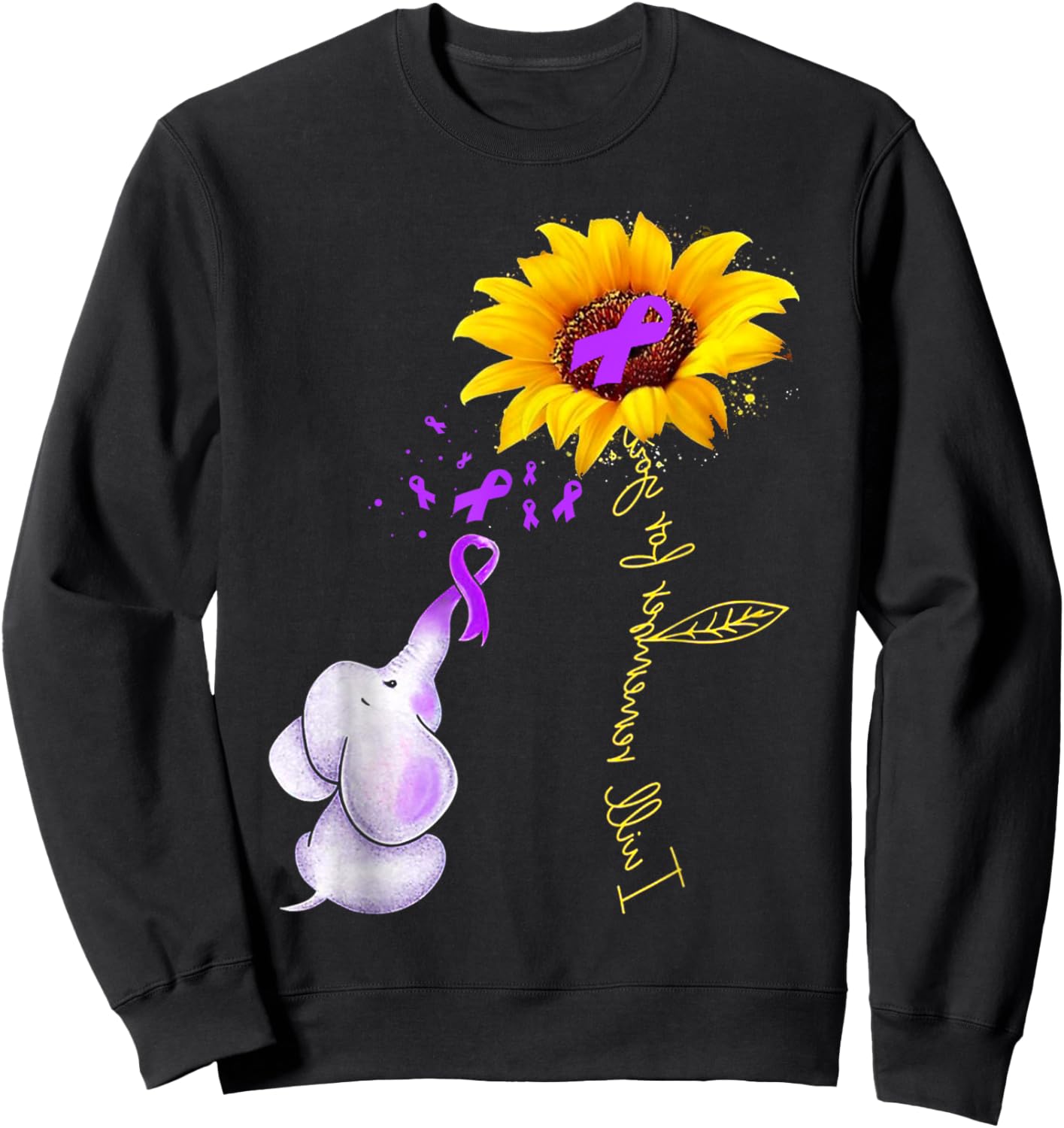 I'll Remember For You Purple Elephant Alzheimer's Awareness Sweatshirt - Sweatshirt | Black