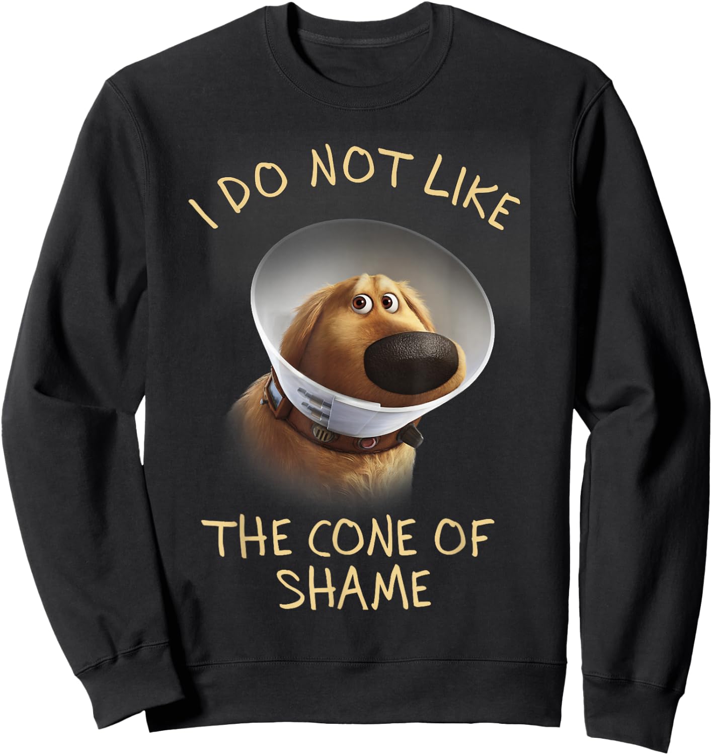 Disney Pixar Up Dug Sad Cone of Shame Graphic Sweatshirt - Sweatshirt | Black