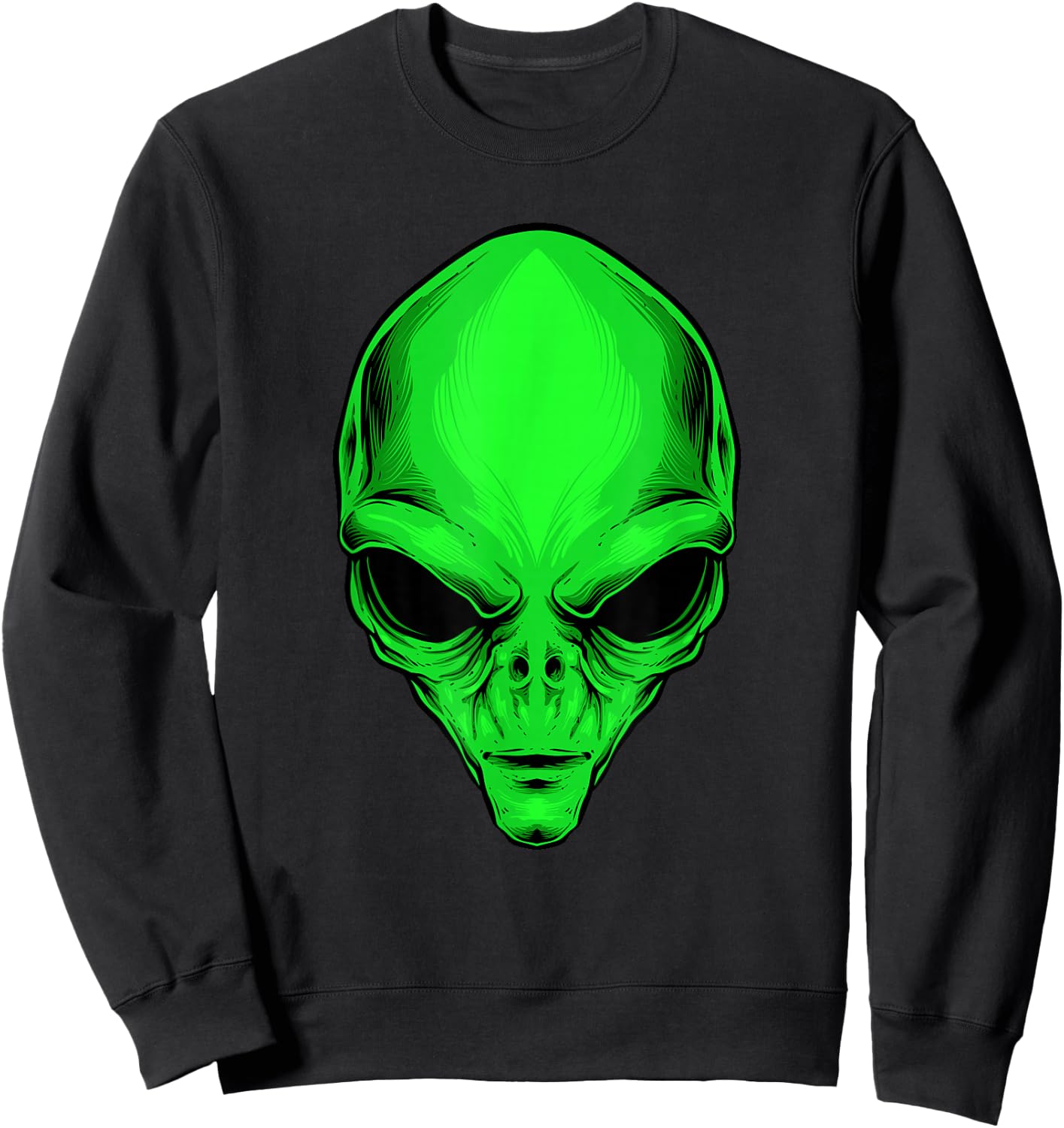Green Alien Head Cartoon Funny Alien Costume Sweatshirt - Sweatshirt | Black
