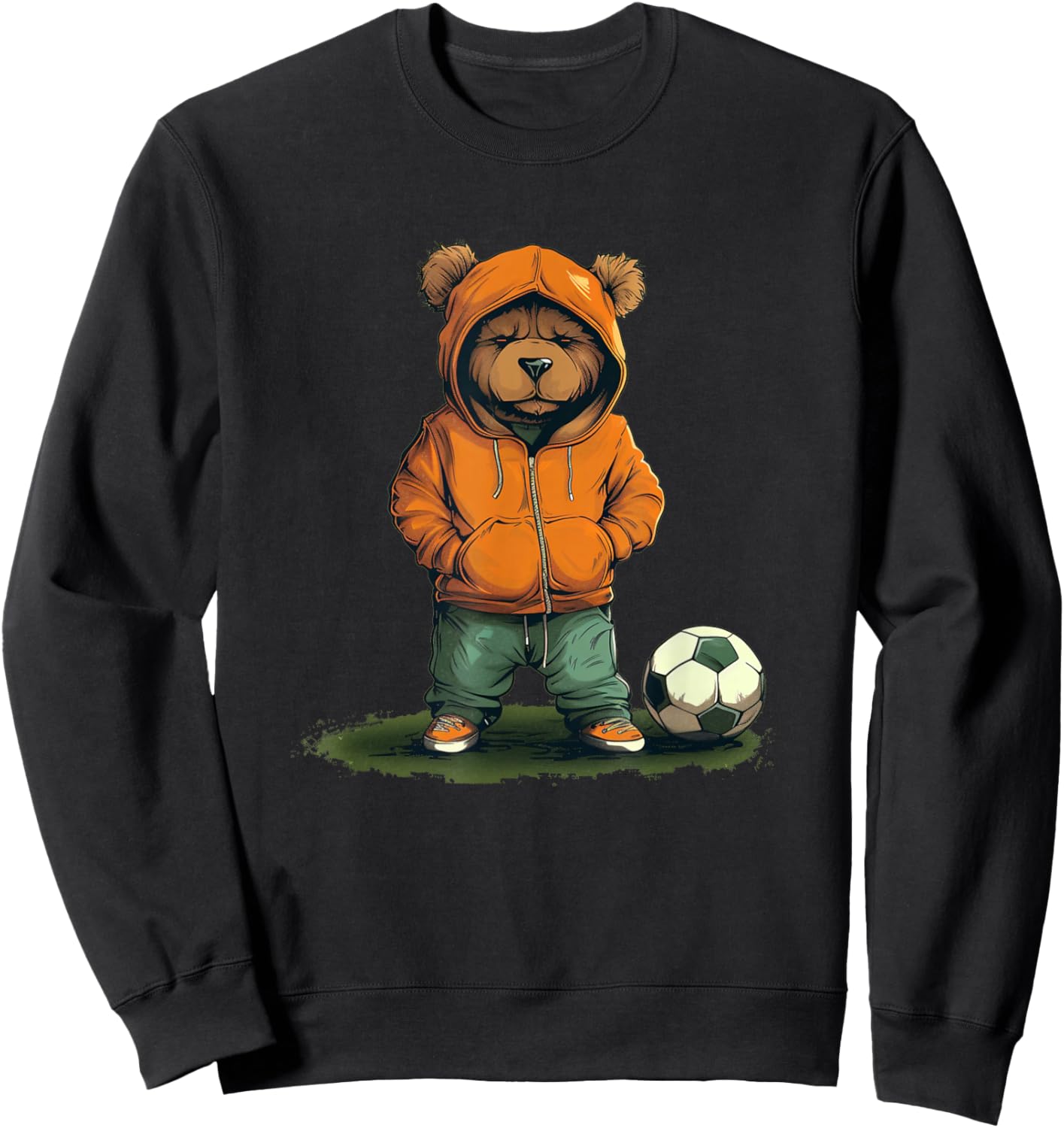 Funny Teddy bear loves soccer for boys and girls Sweatshirt - Sweatshirt | Black