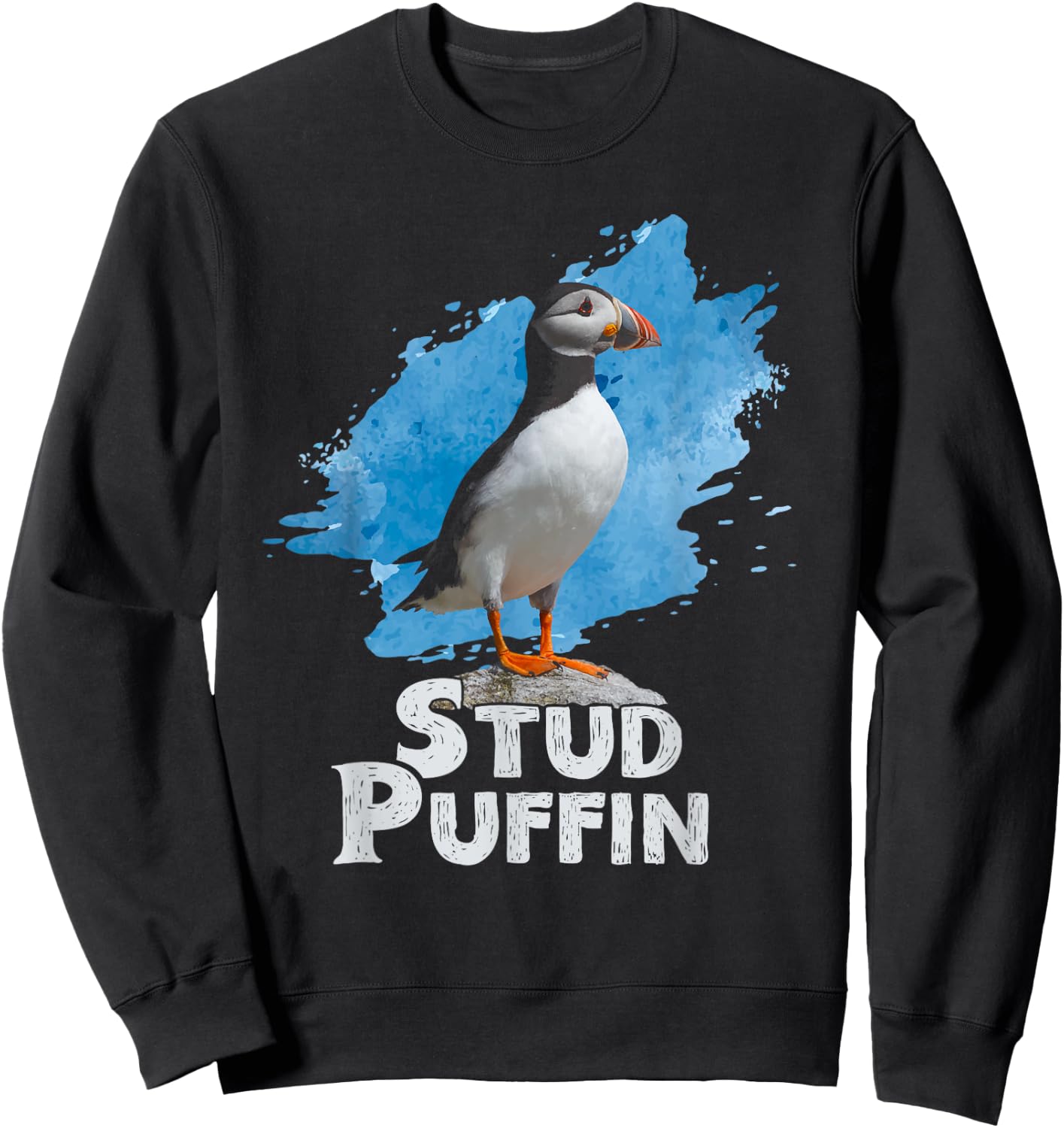 Stud Puffin Pajamas Retro Vintage Style Stud Puffin Bird Sweatshirt - Sweatshirt | Black