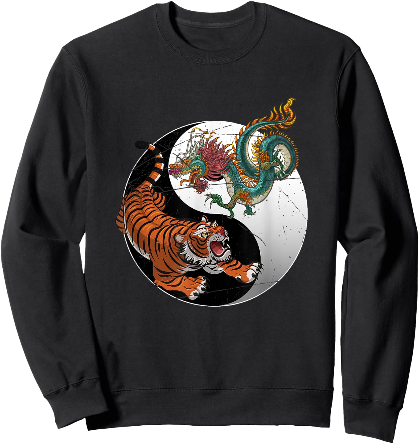 Asian Dragon Tiger Yin Yang Tiger Sweatshirt - Sweatshirt | Black