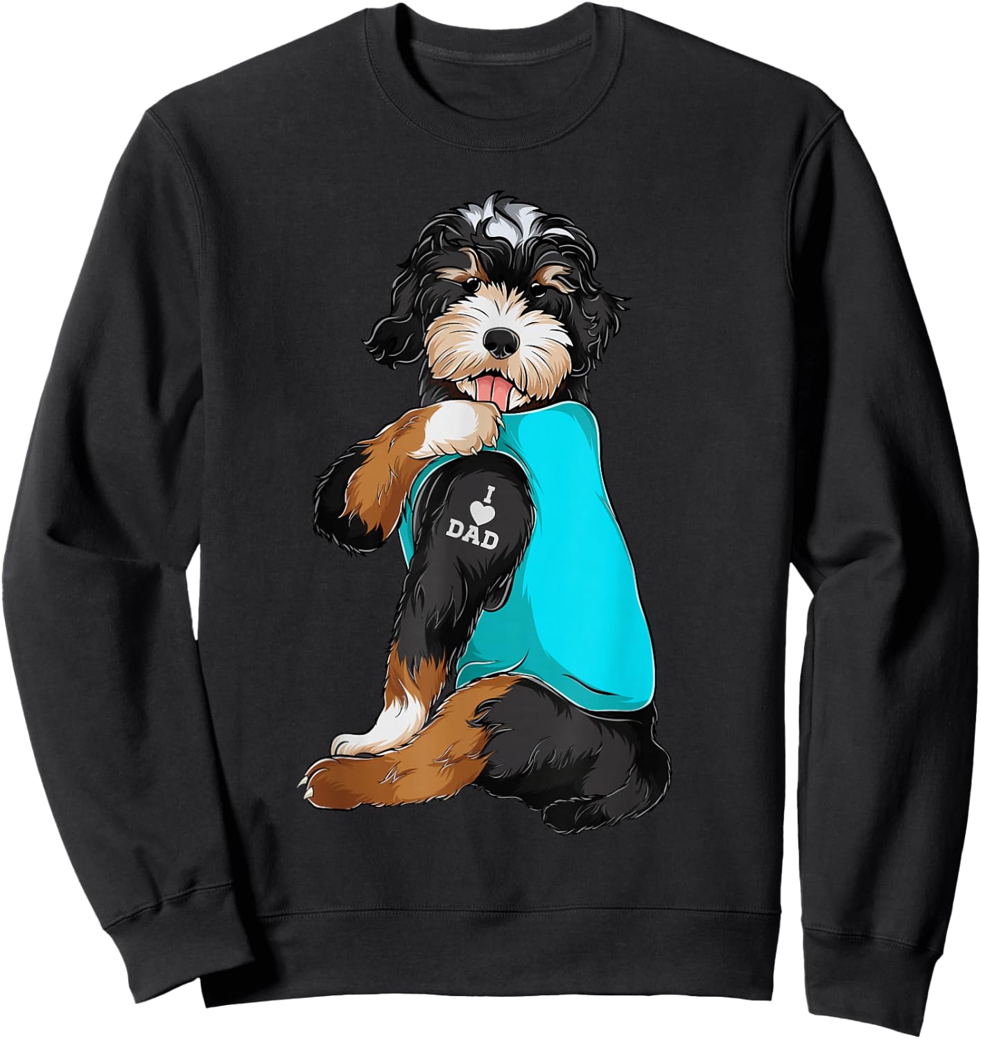 Bernedoodle I Love Dad Tattoo Apparel, Dog Dad Gifts Dads Sweatshirt - Sweatshirt | Black