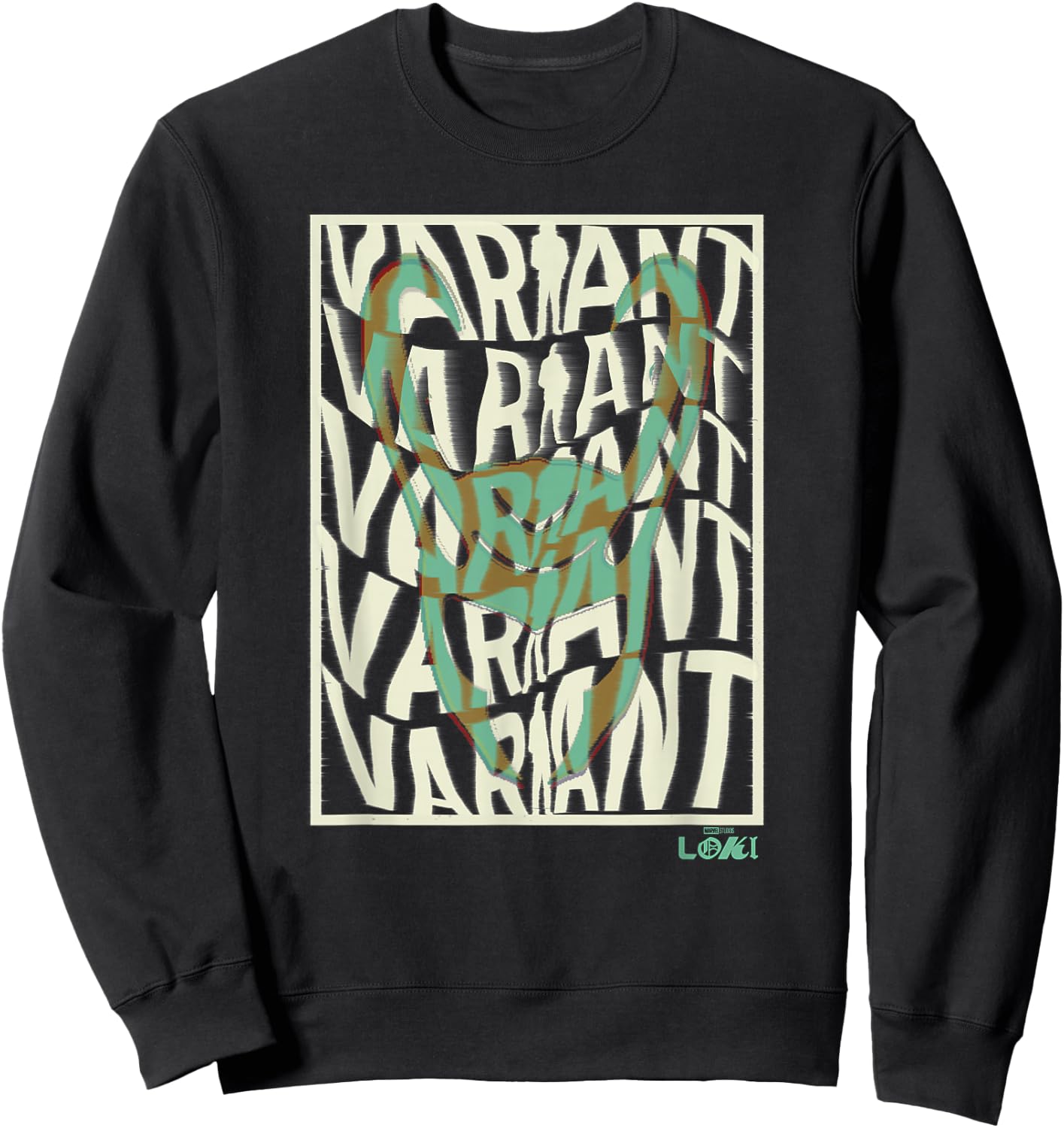 Marvel Loki Variant Word Stack Square Loki Horns Sweatshirt - Sweatshirt | Black
